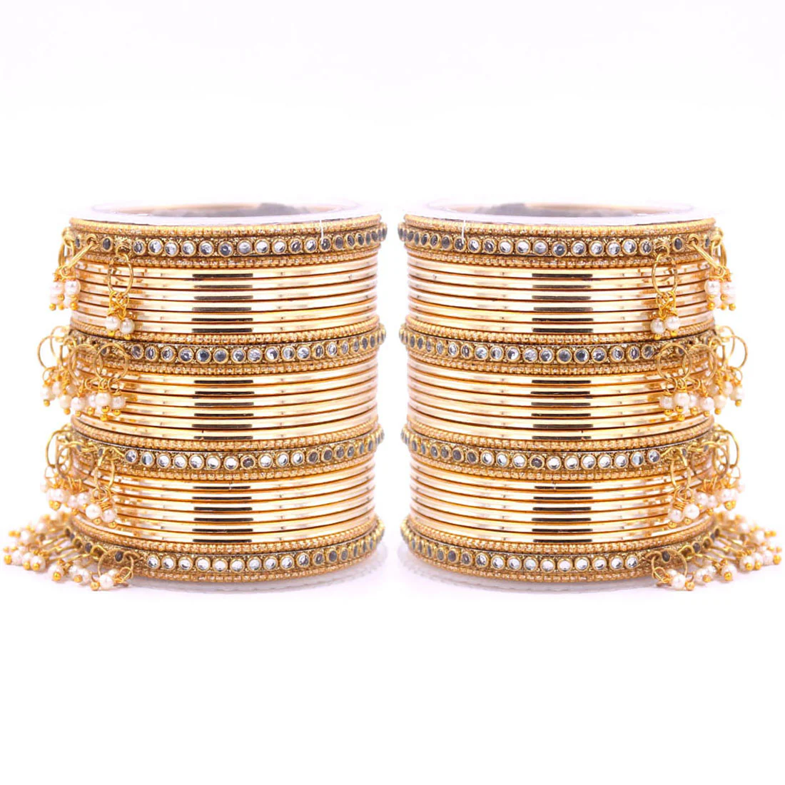 Shining Bangle Set with beaded Jhumki by Leshya - Image 2