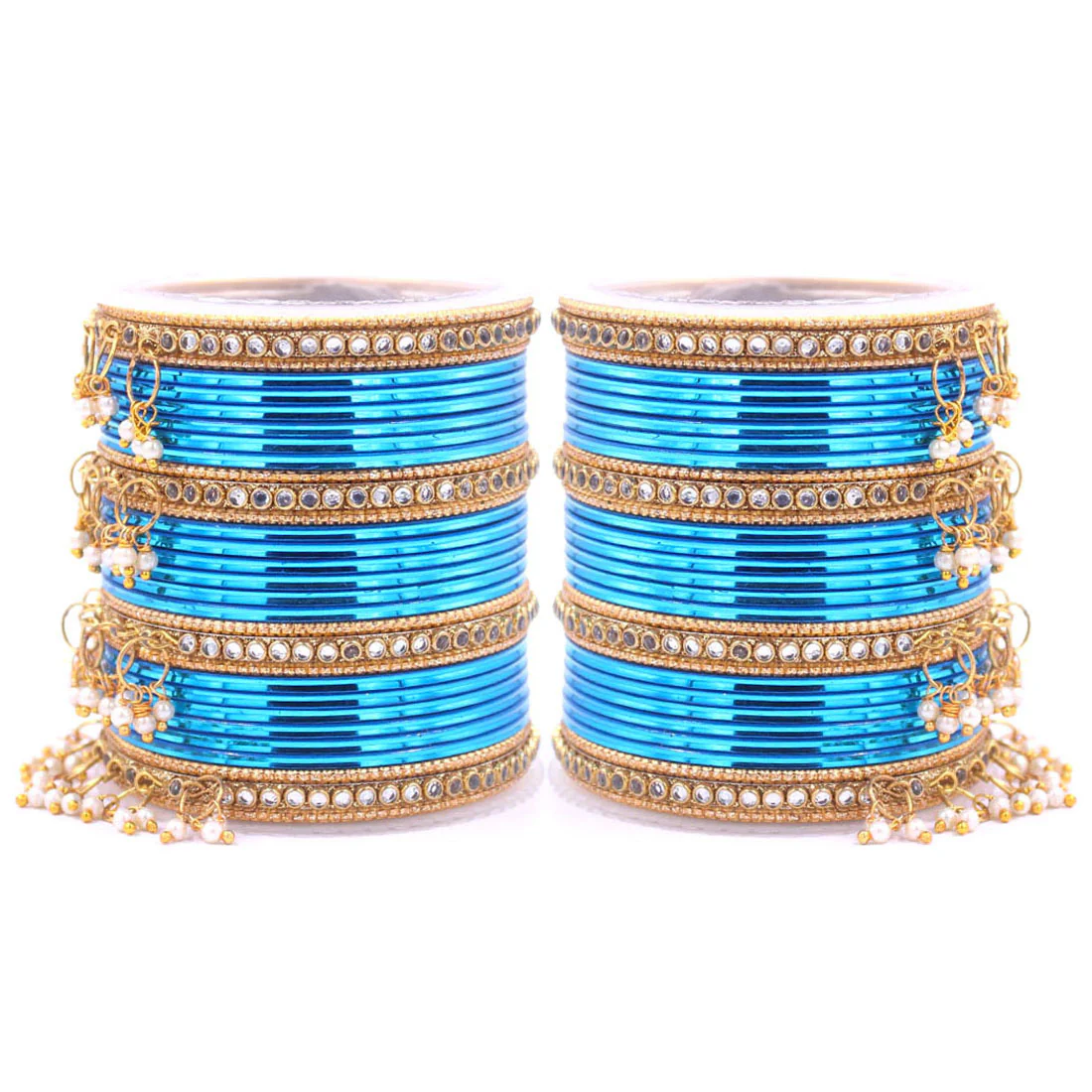 Shining Bangle Set with beaded Jhumki by Leshya - Image 4