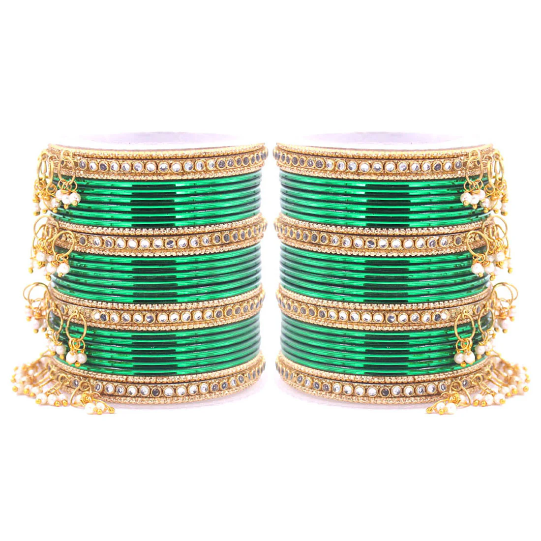 Shining Bangle Set with beaded Jhumki by Leshya - Image 6