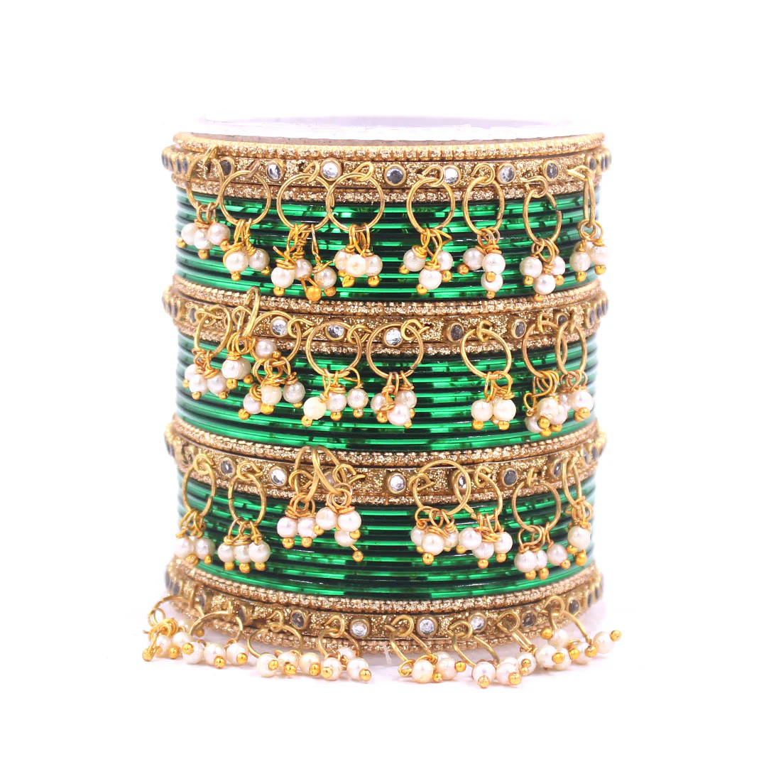 Shining Bangle Set with beaded Jhumki by Leshya - Image 7