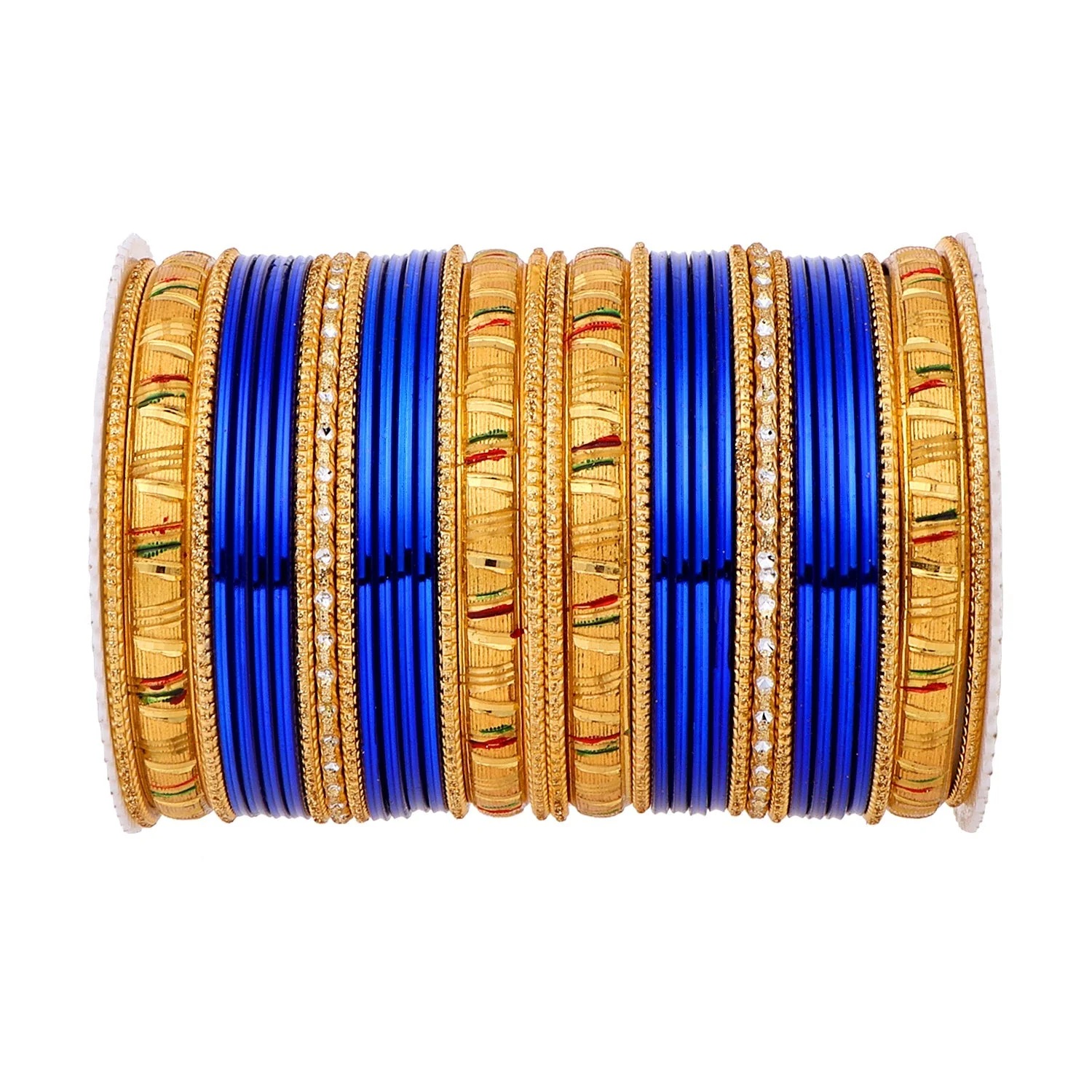 Shining Bangle Set with Golden Meenakari Kada by Leshya - Image 12