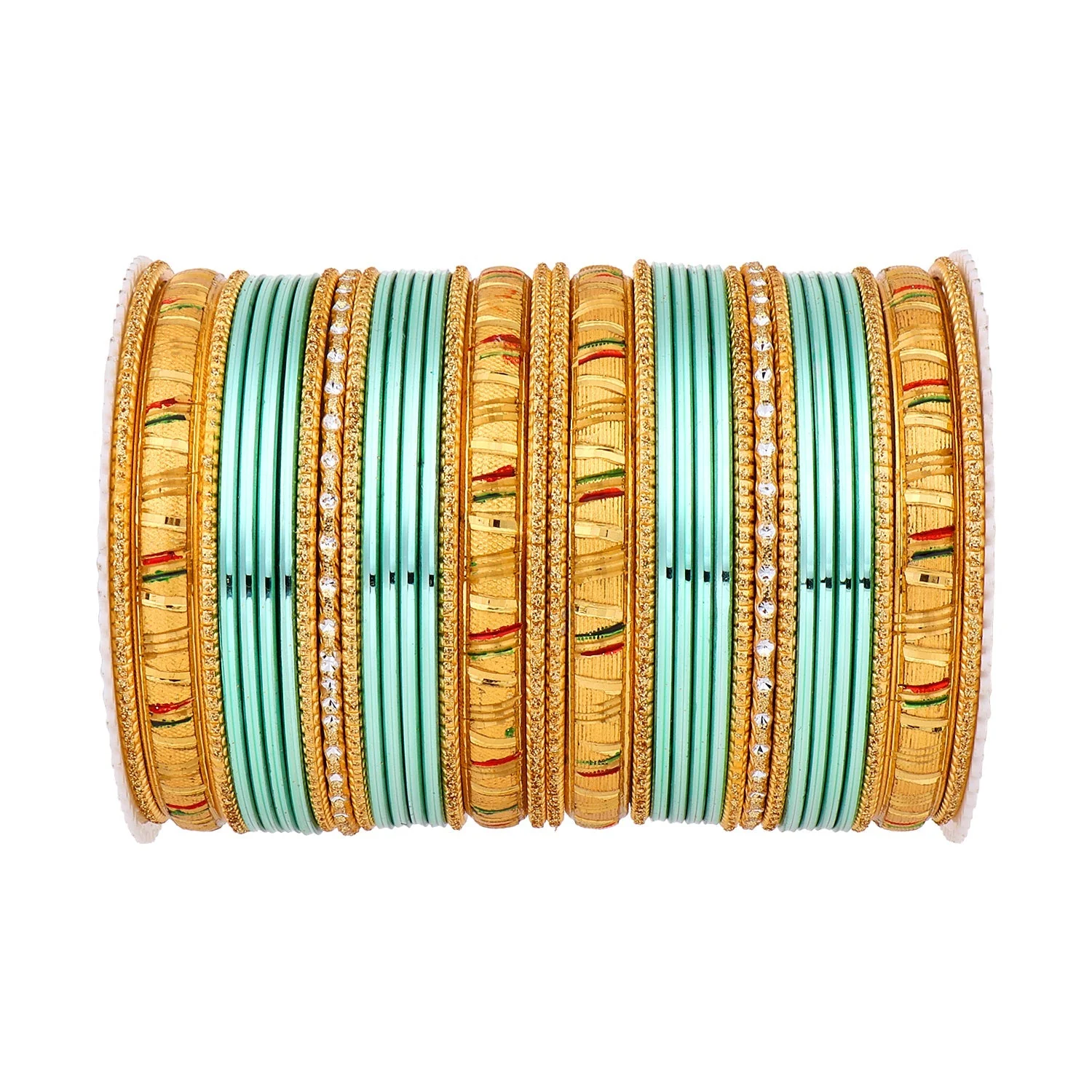 Shining Bangle Set with Golden Meenakari Kada by Leshya - Image 14