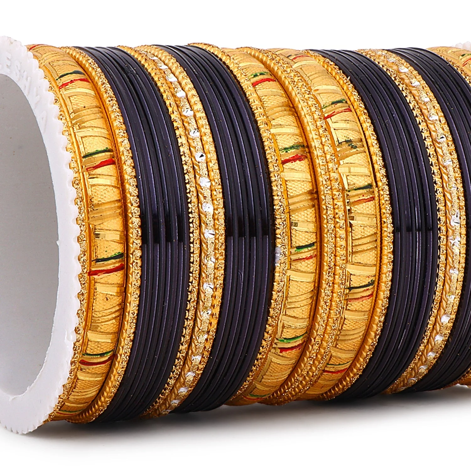Shining Bangle Set with Golden Meenakari Kada by Leshya - Image 4