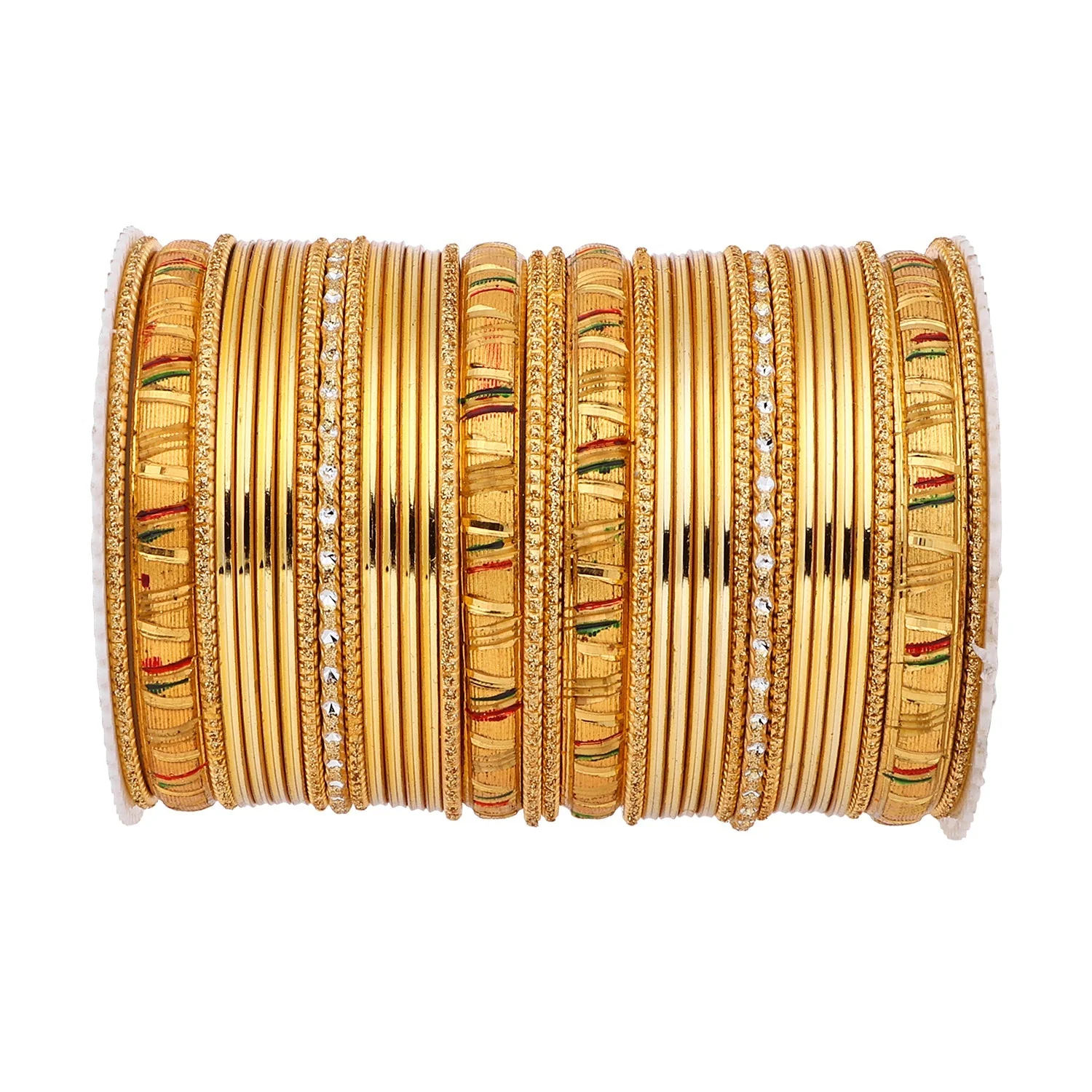 Shining Bangle Set with Golden Meenakari Kada by Leshya - Image 6