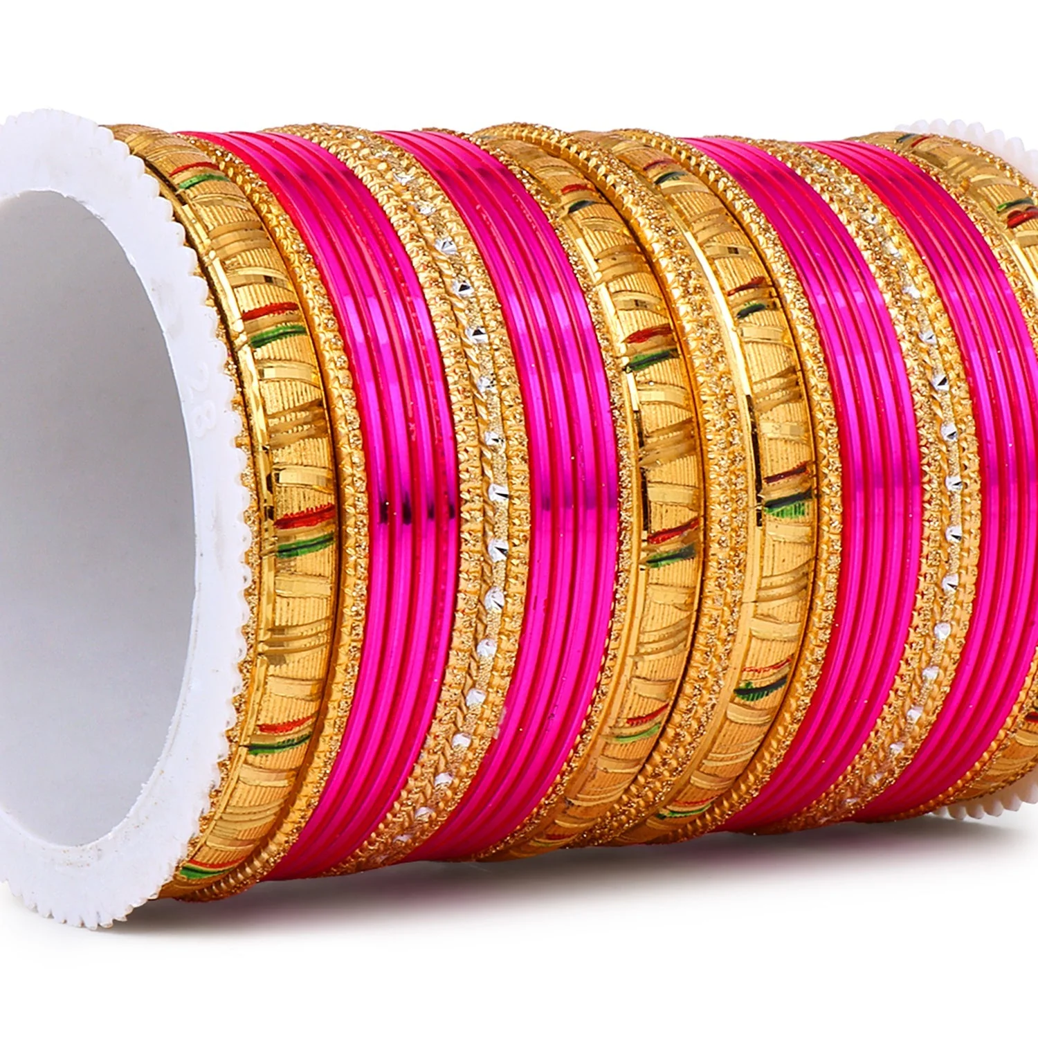 Shining Bangle Set with Golden Meenakari Kada by Leshya - Image 9