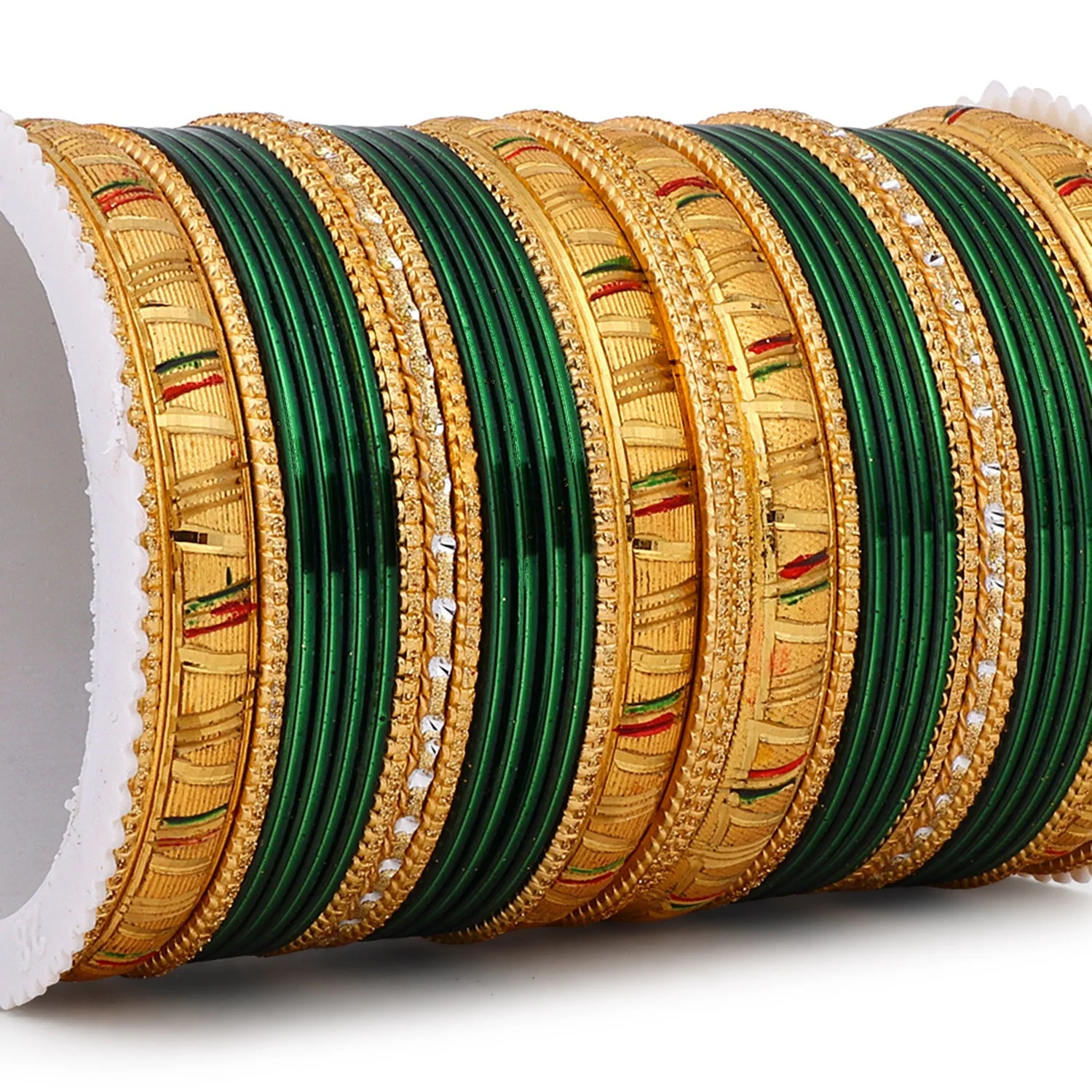 Shining Bangle Set with Golden Meenakari Kada by Leshya - Image 9