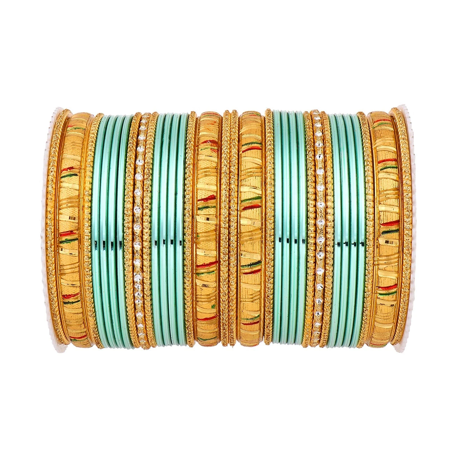 Shining Bangle Set with Golden Meenakari Kada by Leshya - Image 14
