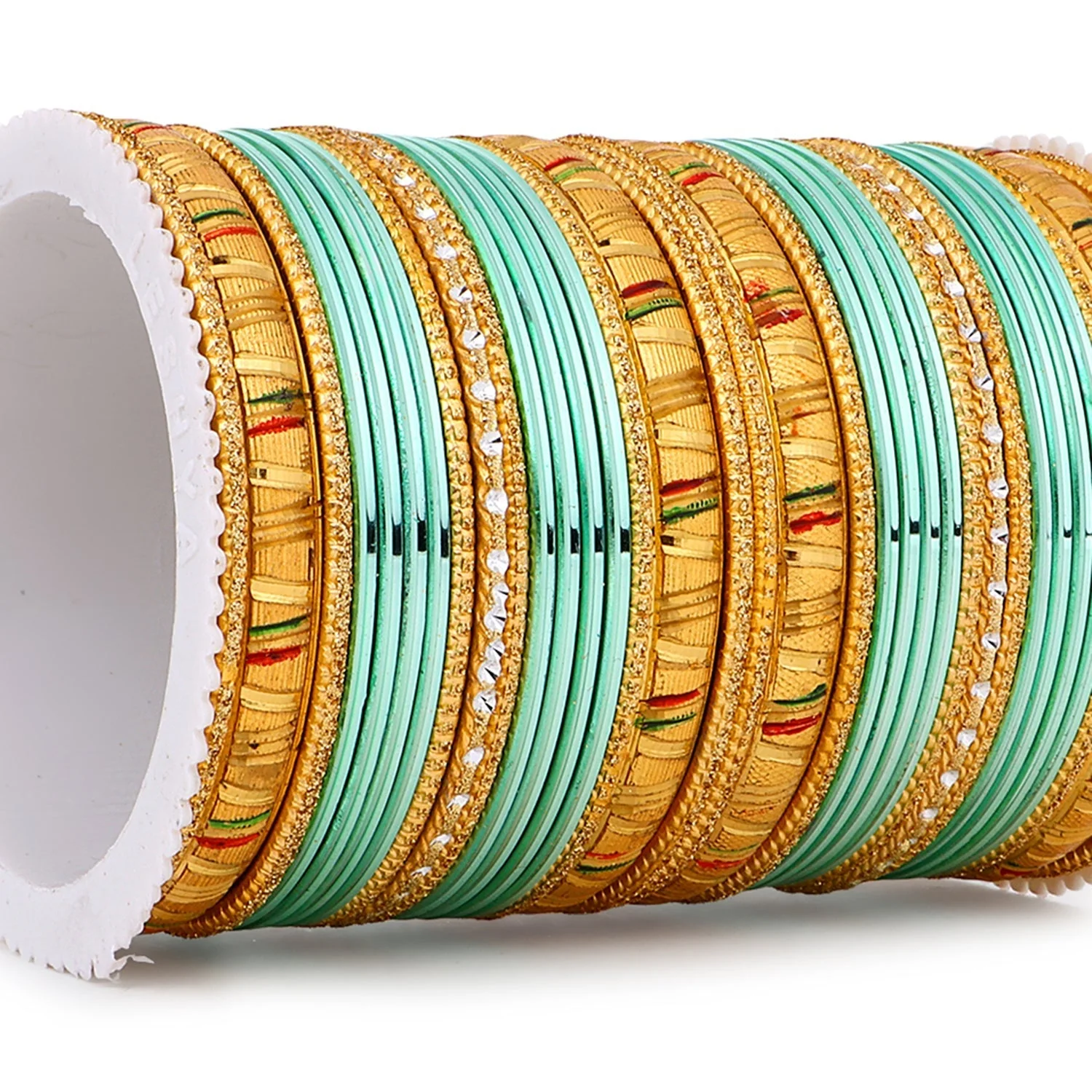 Shining Bangle Set with Golden Meenakari Kada by Leshya - Image 15