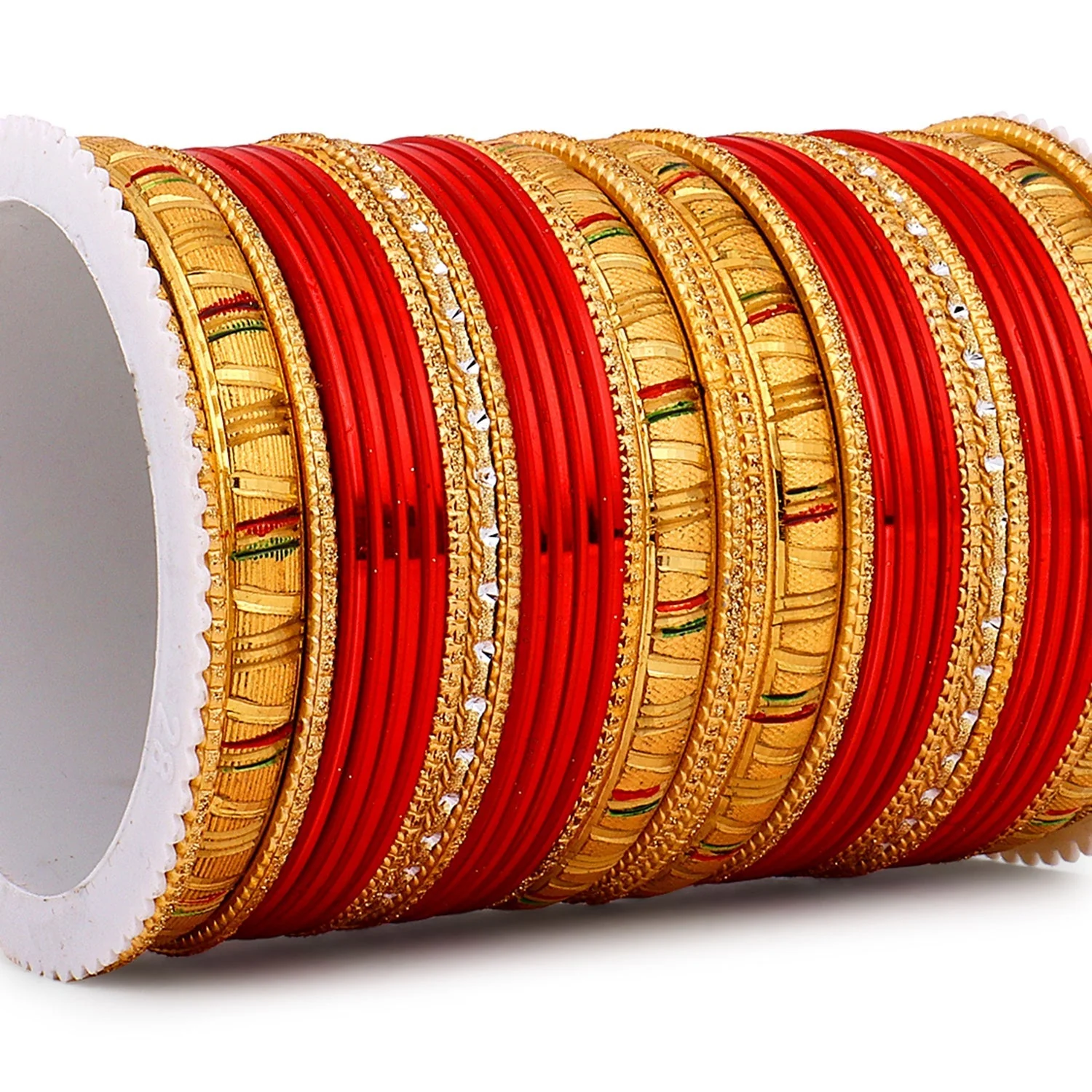 Shining Bangle Set with Golden Meenakari Kada by Leshya - Image 2