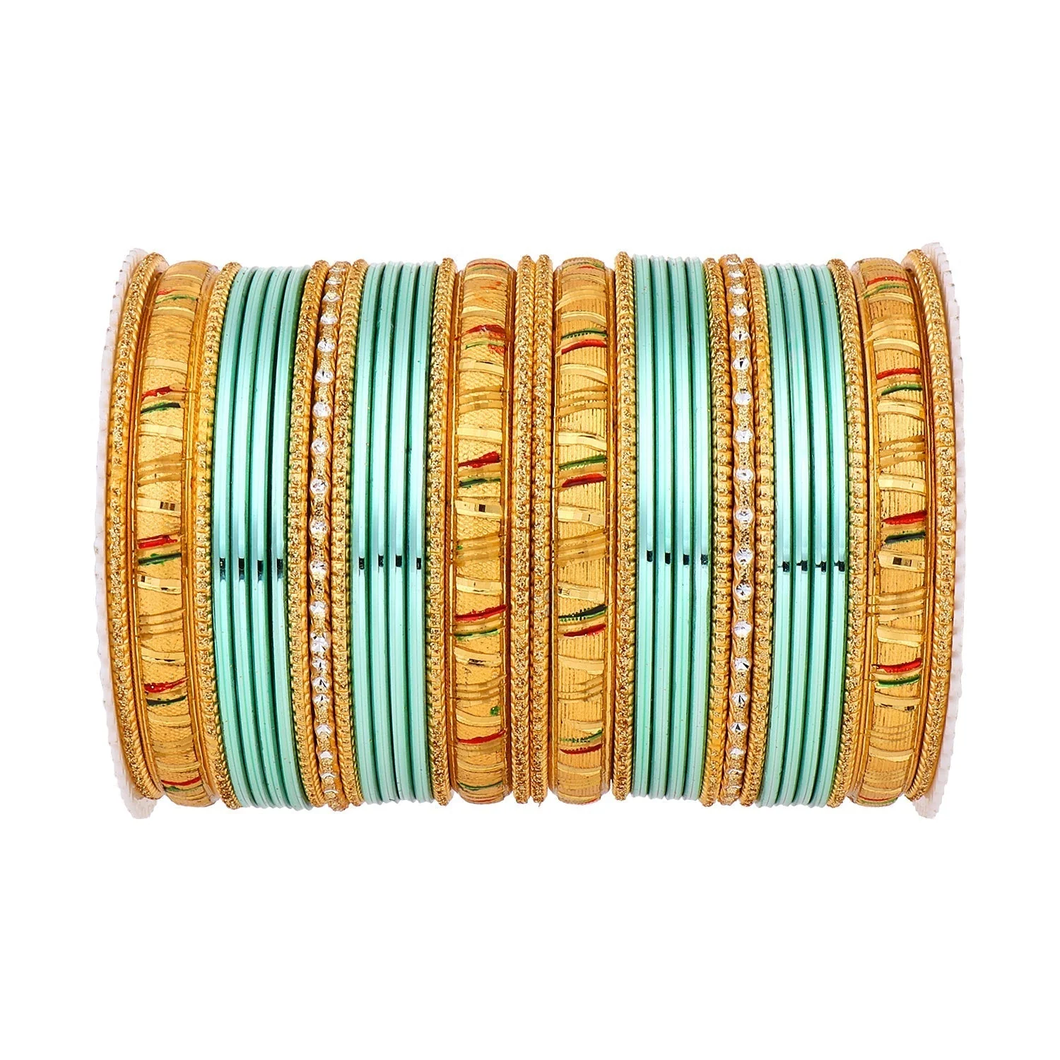 Shining Bangle Set with Golden Meenakari Kada by Leshya - Image 14