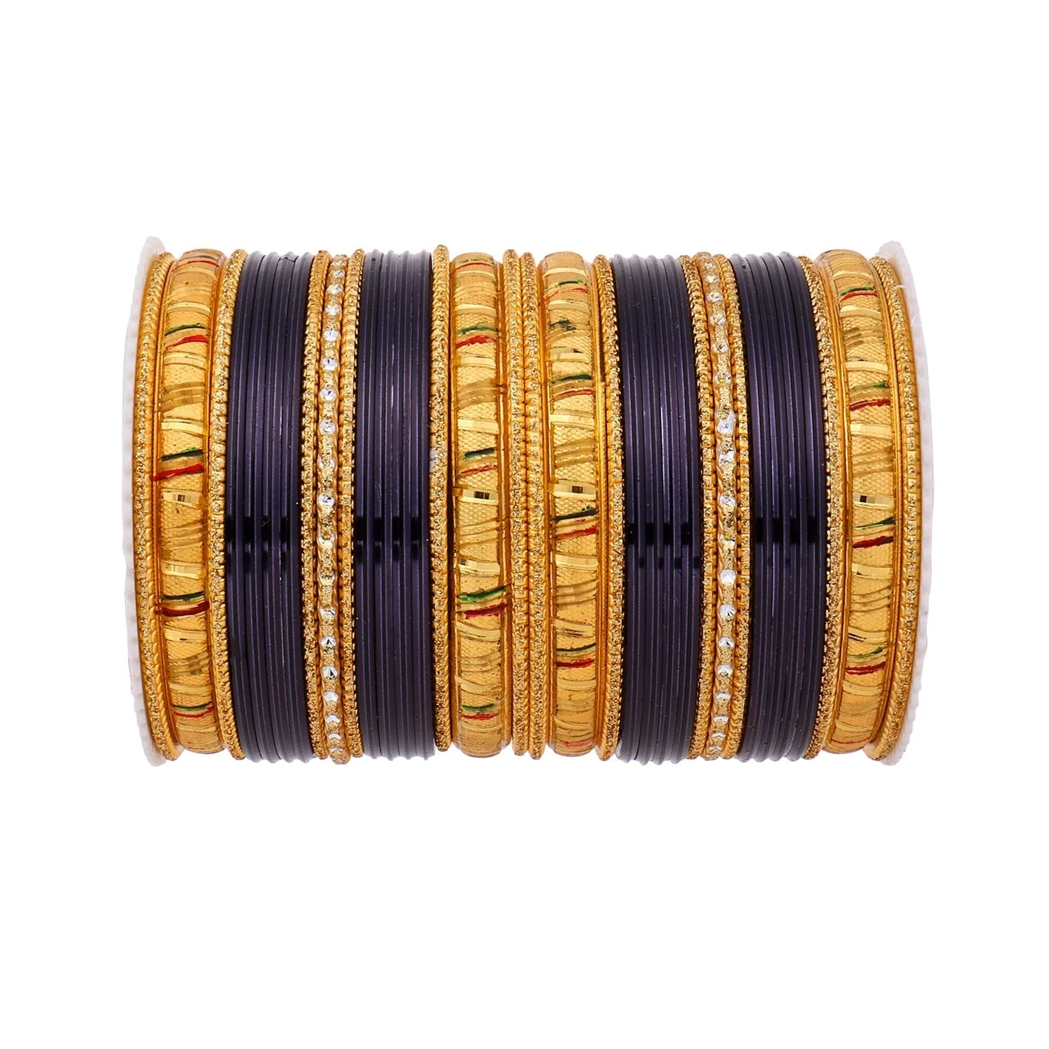 Shining Bangle Set with Golden Meenakari Kada by Leshya - Image 7
