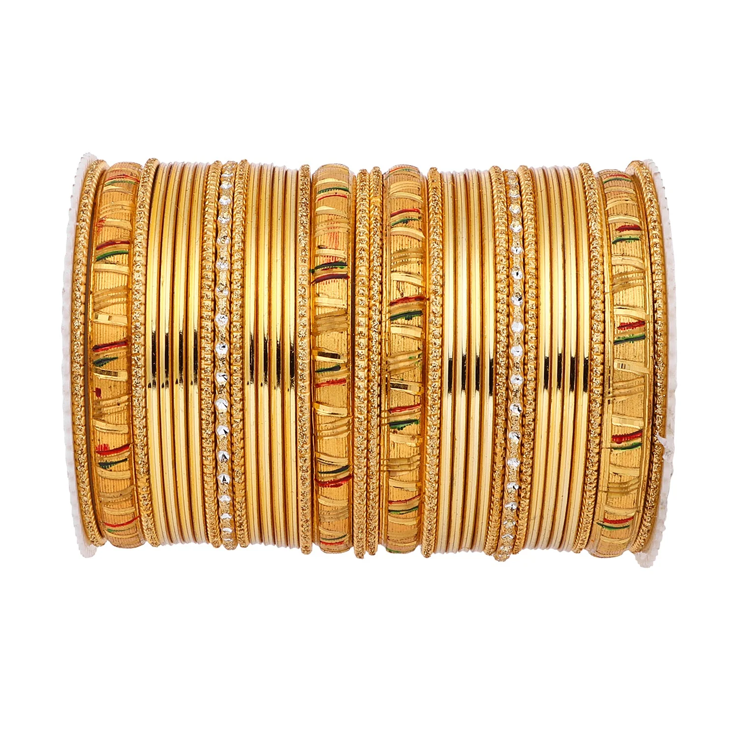 Shining Bangle Set with Golden Meenakari Kada by Leshya - Image 4