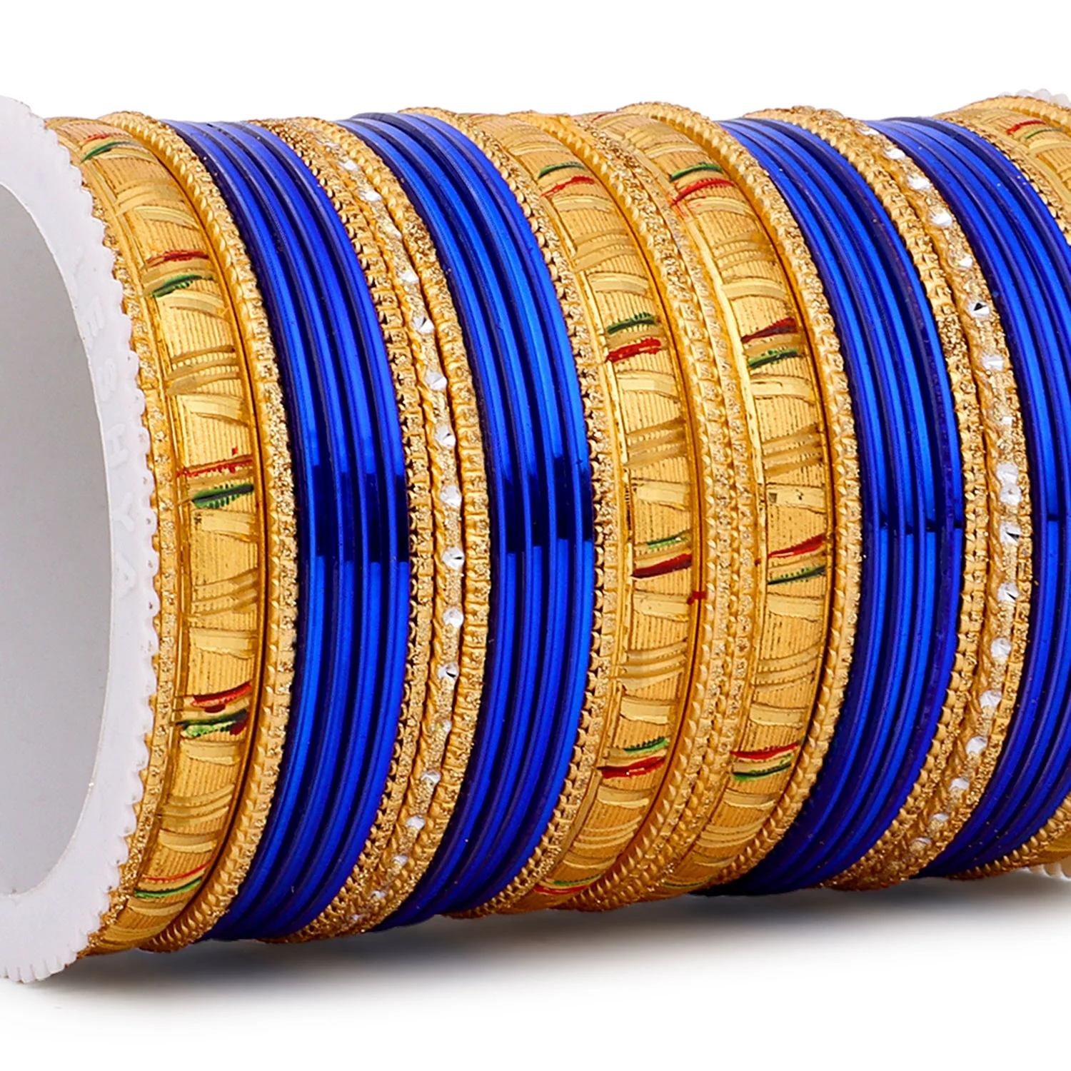 Shining Bangle Set with Golden Meenakari Kada by Leshya - Image 13