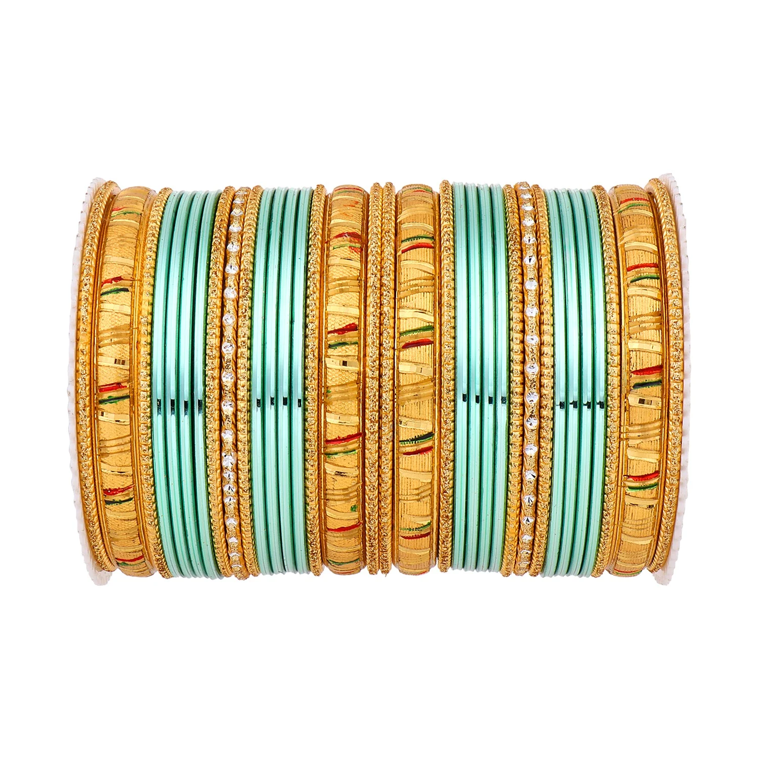 Shining Bangle Set with Golden Meenakari Kada by Leshya - Image 14