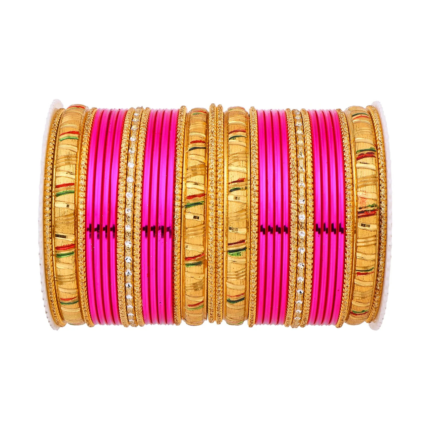 Shining Bangle Set with Golden Meenakari Kada by Leshya - Image 8
