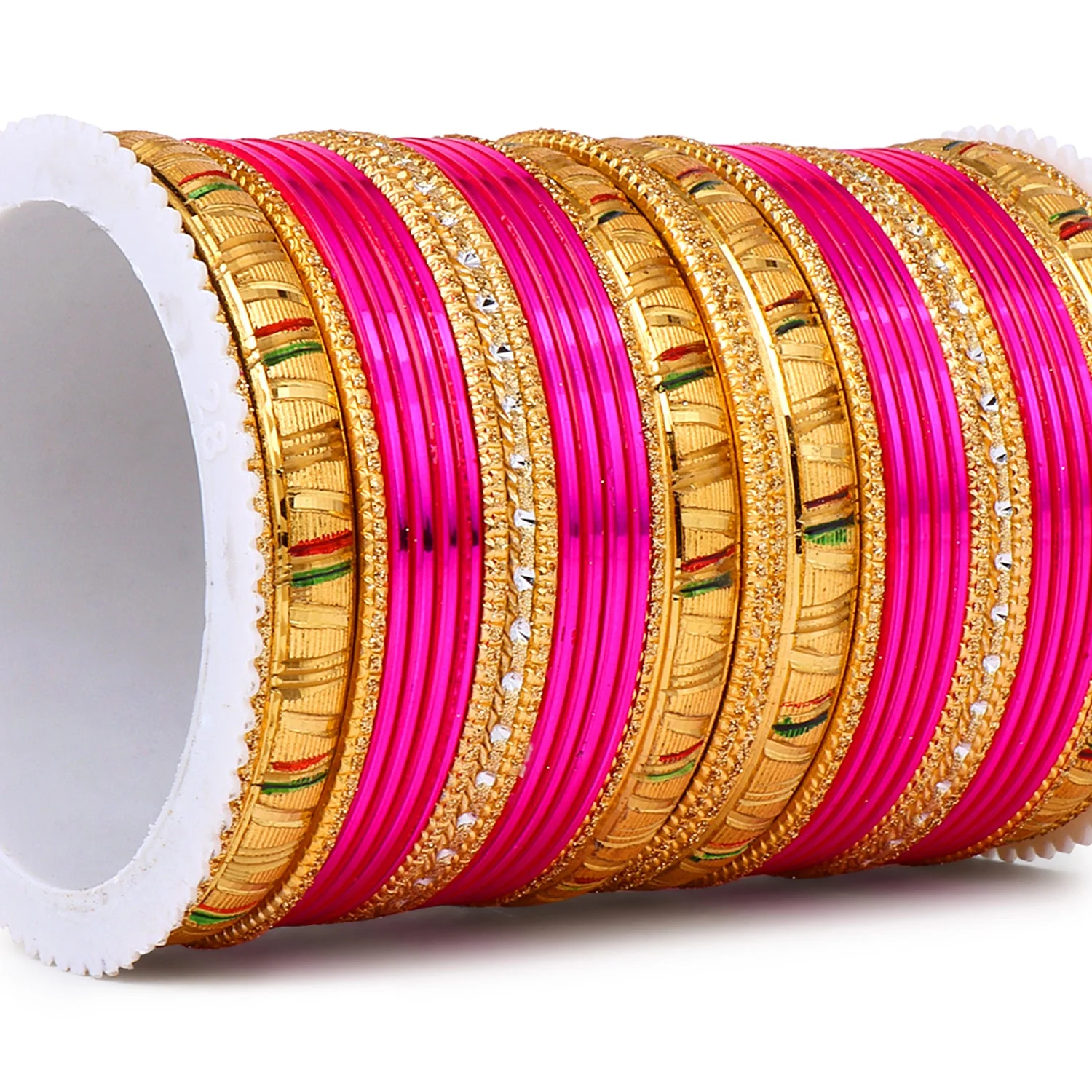 Shining Bangle Set with Golden Meenakari Kada by Leshya - Image 9