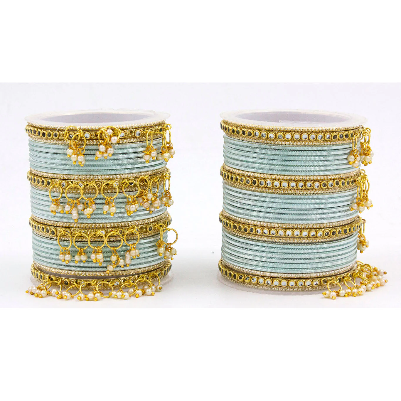 Shining Metal Bangle set with Jhumki for Both Hands by Leshya - Image 10