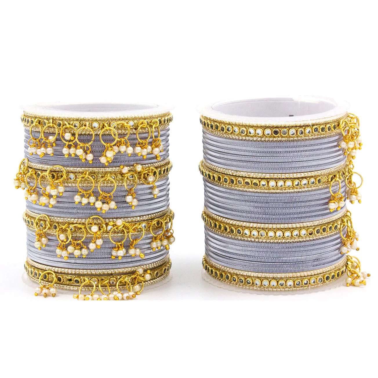 Shining Metal Bangle set with Jhumki for Both Hands by Leshya - Image 5