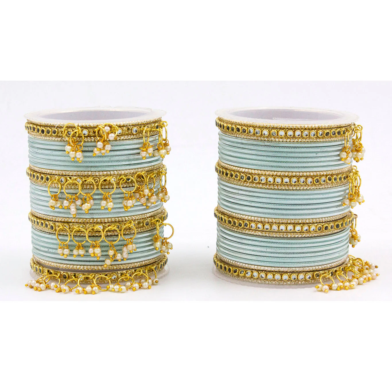Shining Metal Bangle set with Jhumki for Both Hands by Leshya - Image 10