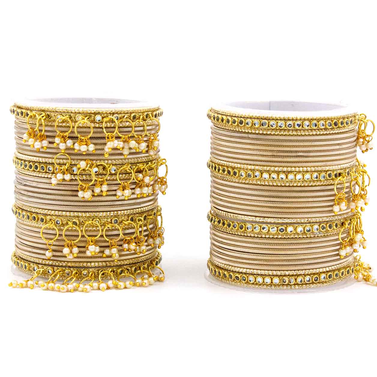 Shining Metal Bangle set with Jhumki for Both Hands by Leshya - Image 2