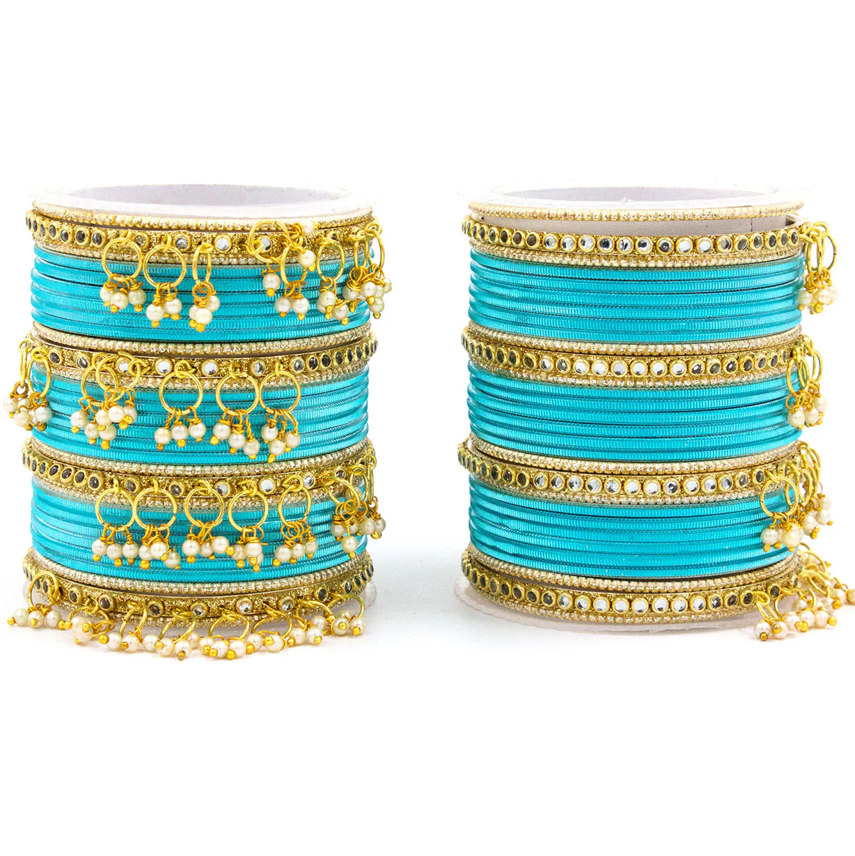 Shining Metal Bangle set with Jhumki for Both Hands by Leshya - Image 3