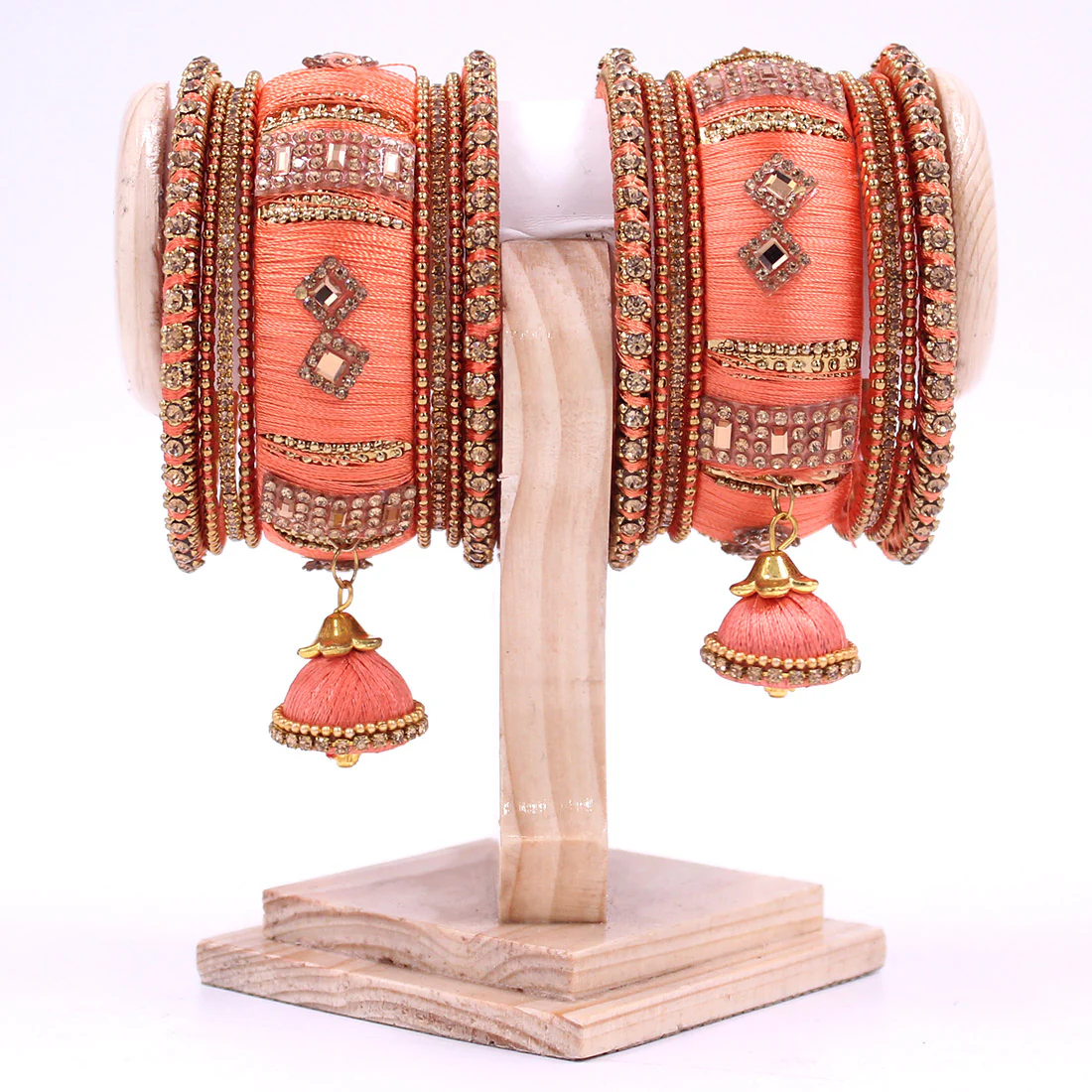 Silk Thread Bangles with Jhumki & Pacheli Bangles by Leshya - Image 10