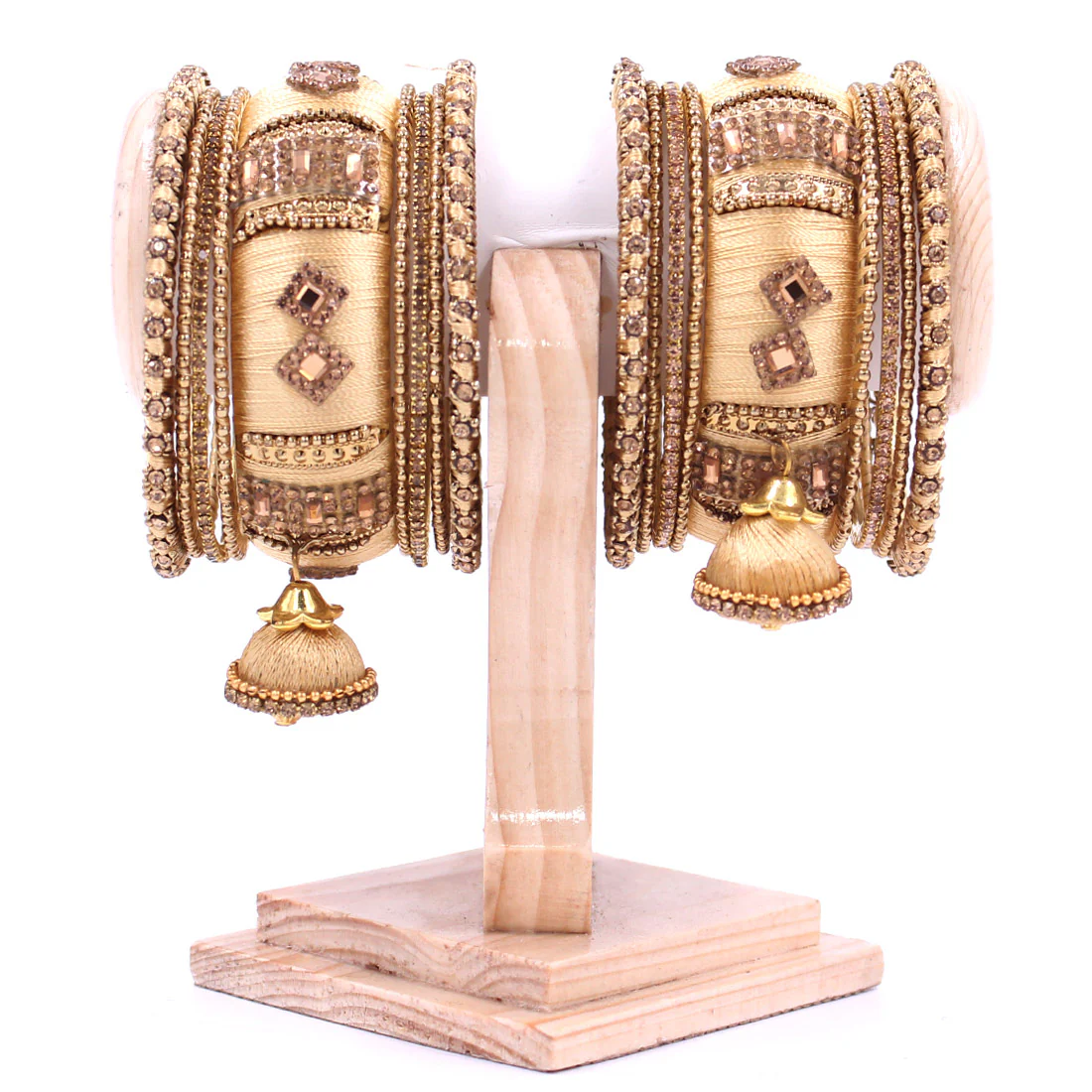 Silk Thread Bangles with Jhumki & Pacheli Bangles by Leshya - Image 12