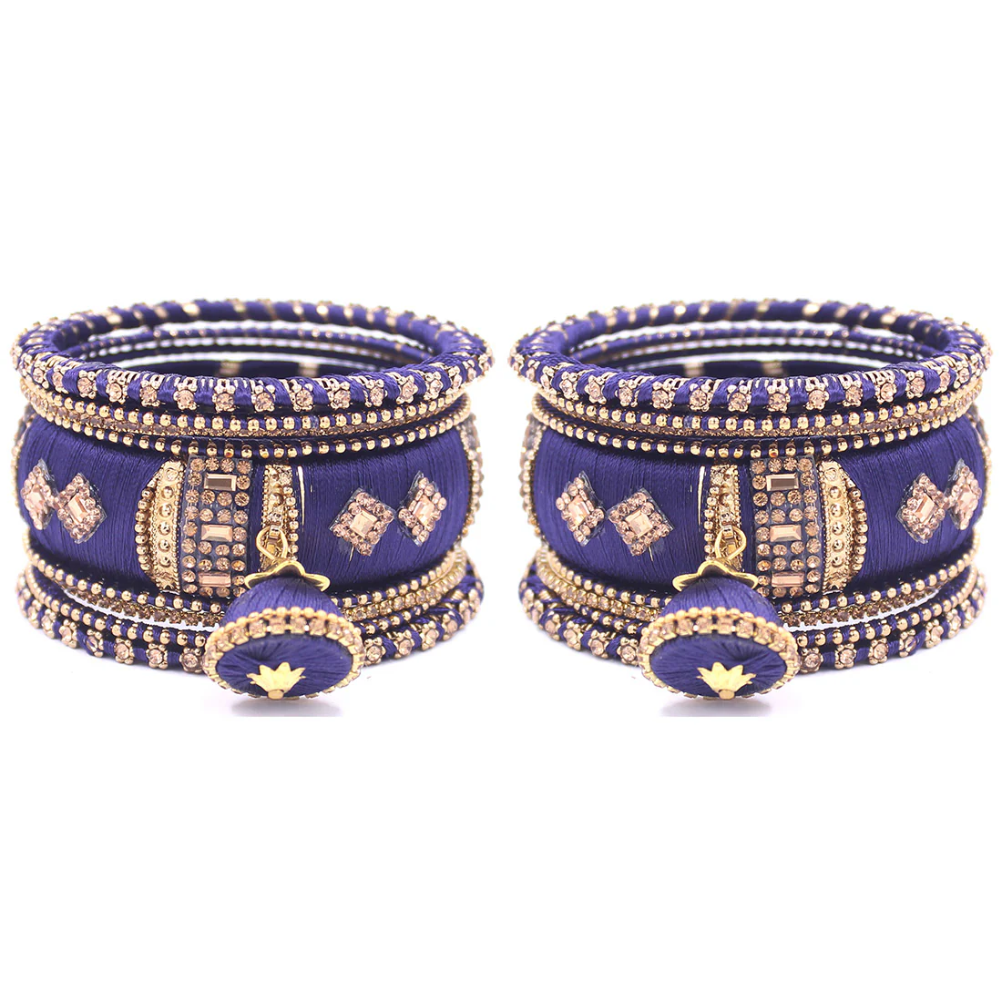 Silk Thread Bangles with Jhumki & Pacheli Bangles by Leshya - Image 13