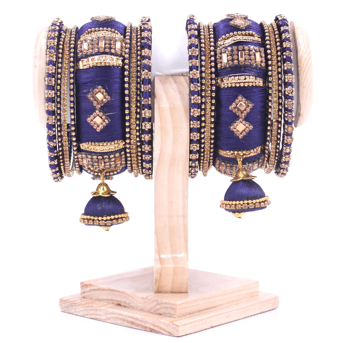 Silk Thread Bangles with Jhumki & Pacheli Bangles by Leshya - Image 14