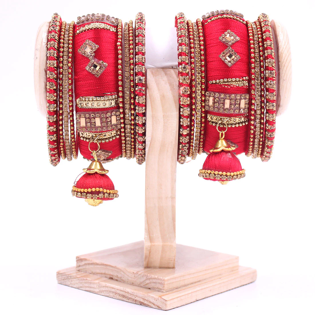 Silk Thread Bangles with Jhumki & Pacheli Bangles by Leshya - Image 8