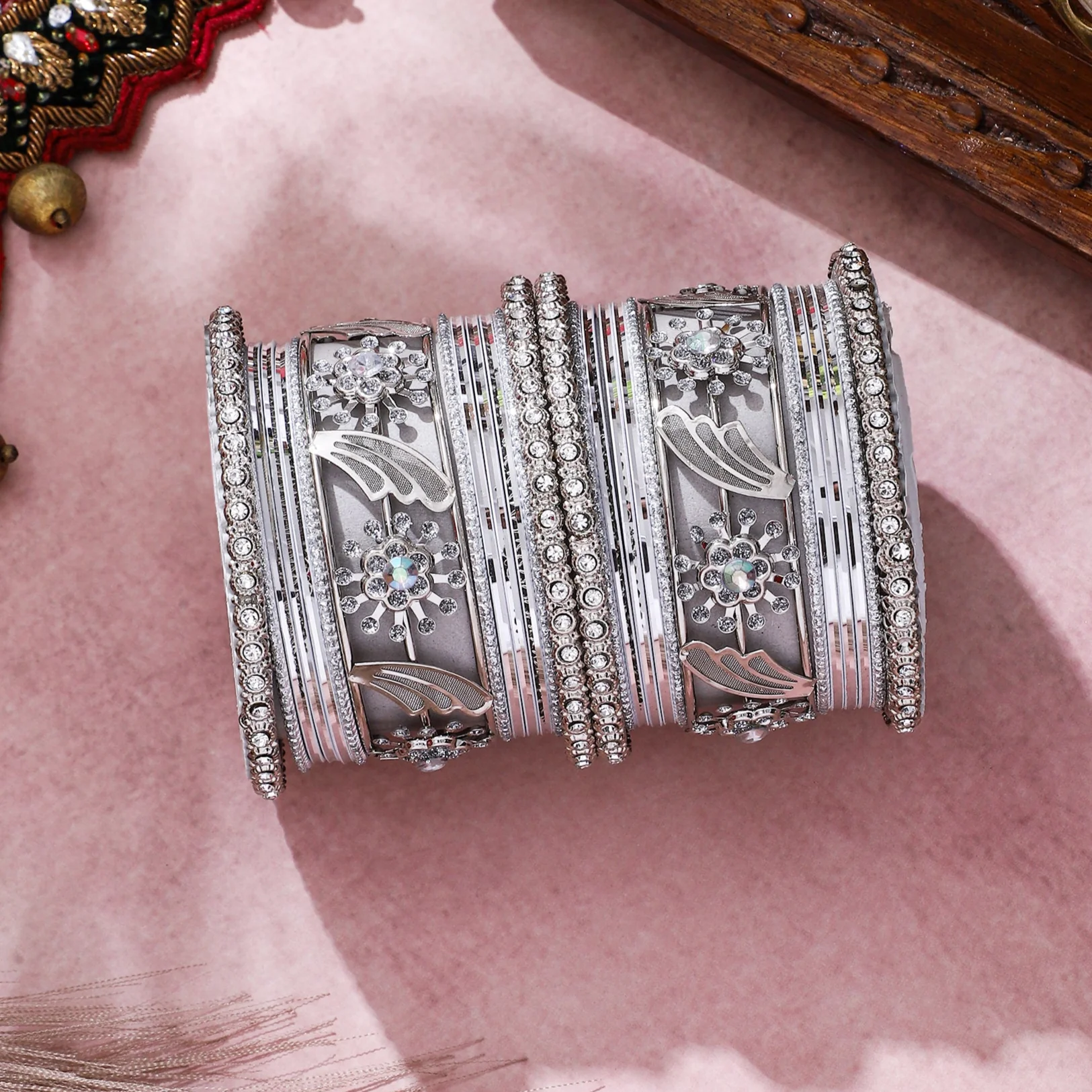 Silver Bridal Bangle set by Leshya - Image 2