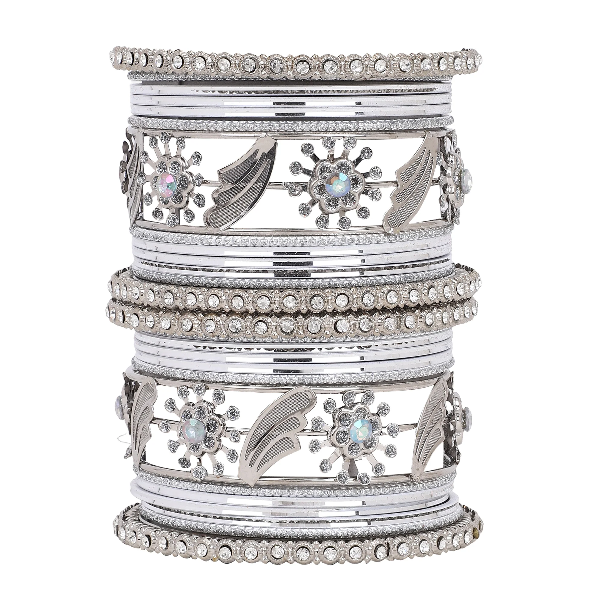 Silver Bridal Bangle set by Leshya - Image 3