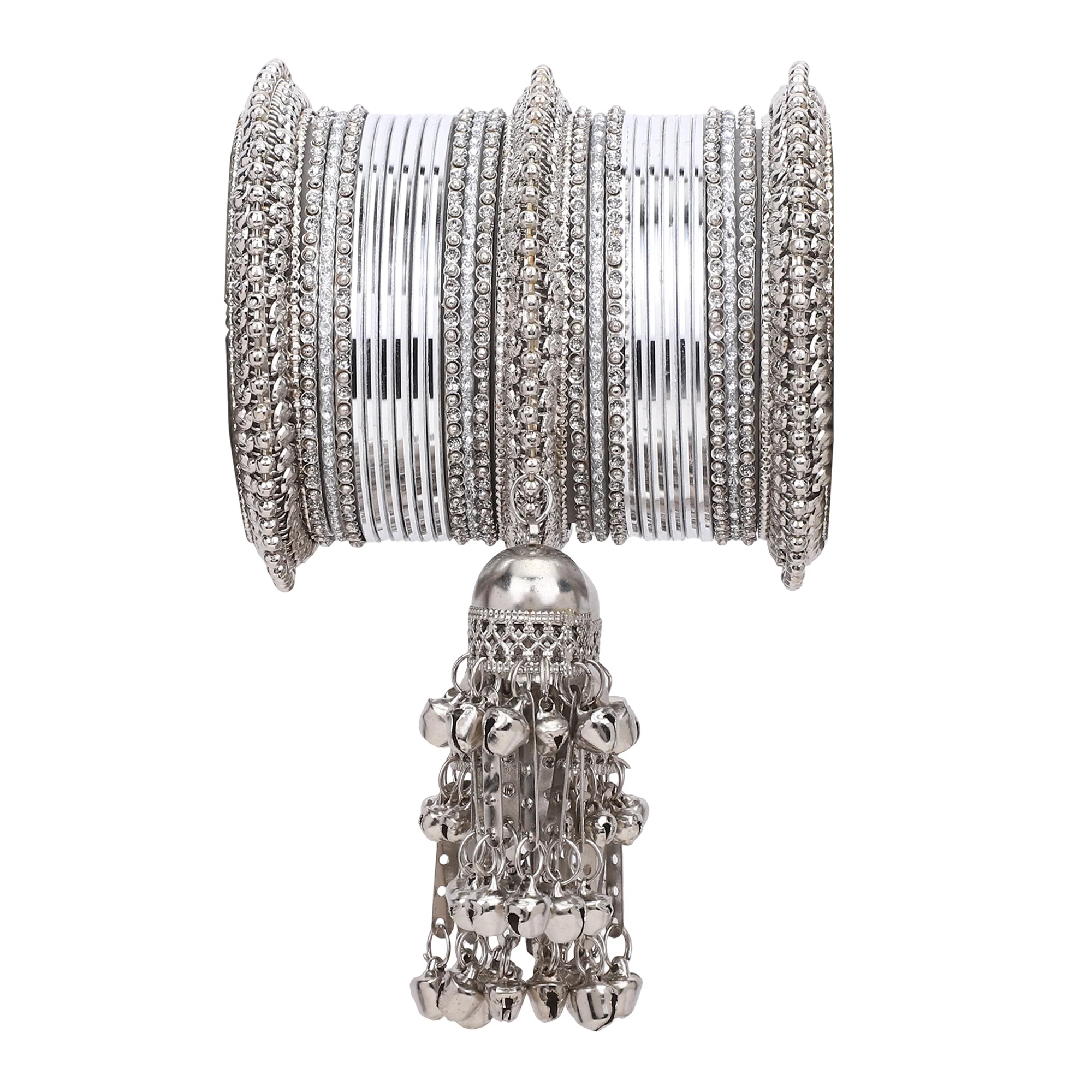 Silver Jhumki Bridal Bangle set by Leshya - Image 2