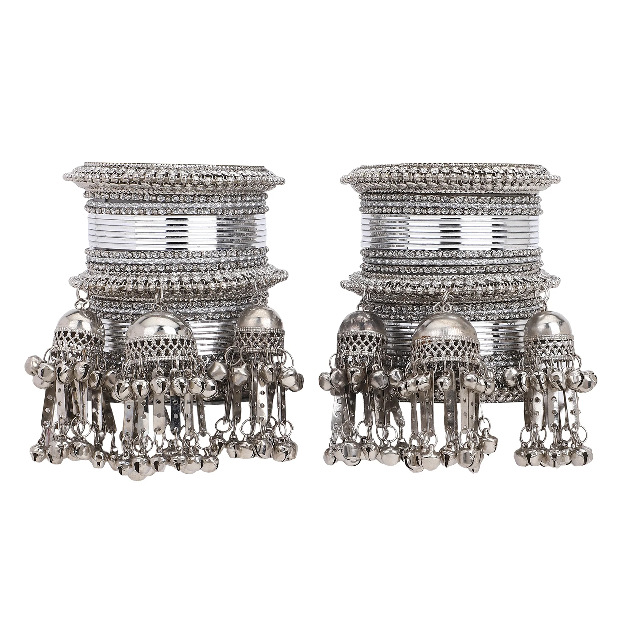 Silver Jhumki Bridal Bangle set by Leshya - Image 3