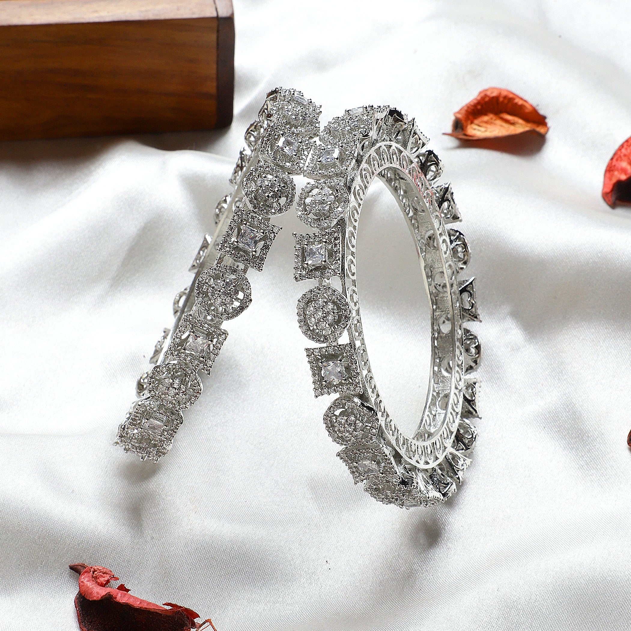 Pacheli Silver Kada with AD stone by Leshya - Image 2