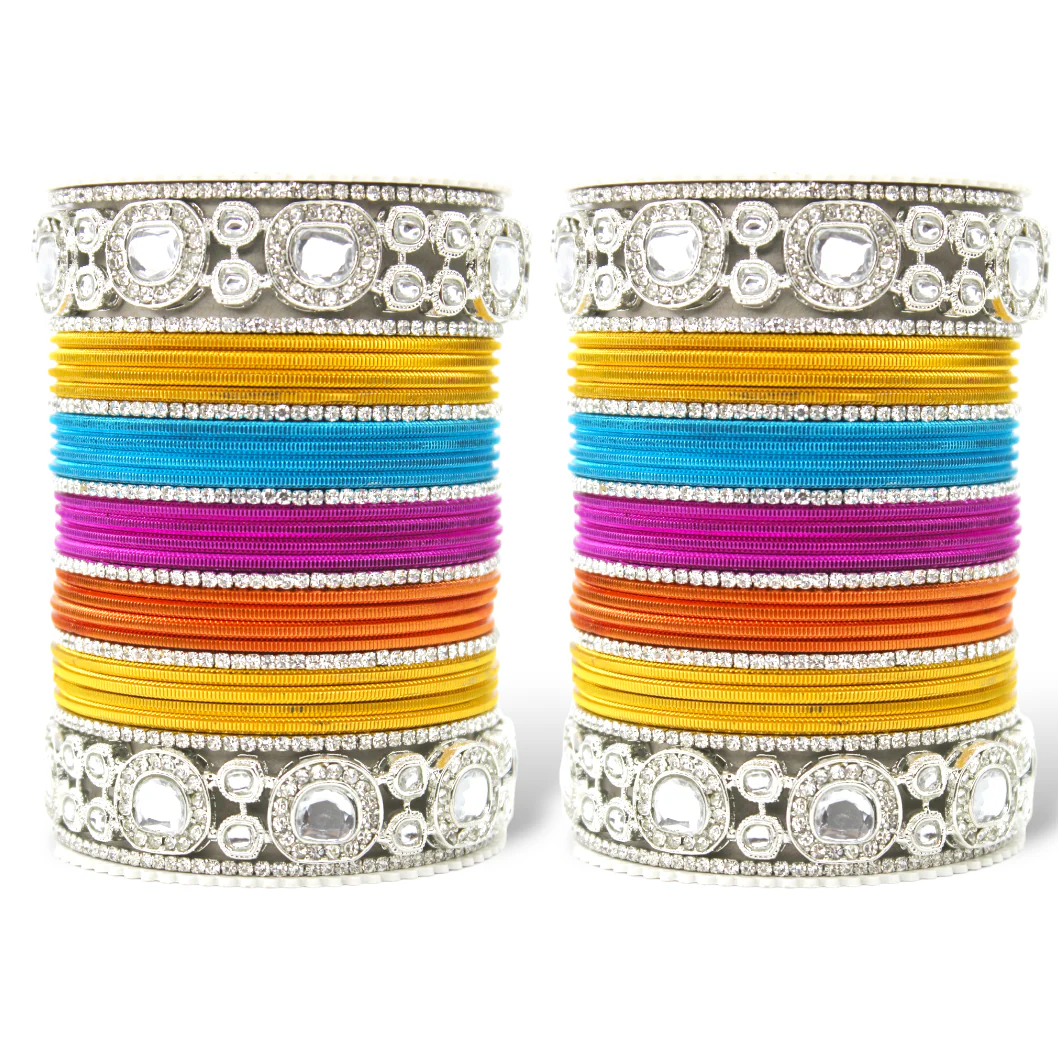 Silver Kundan Bangle set for two hands by Leshya - Image 3
