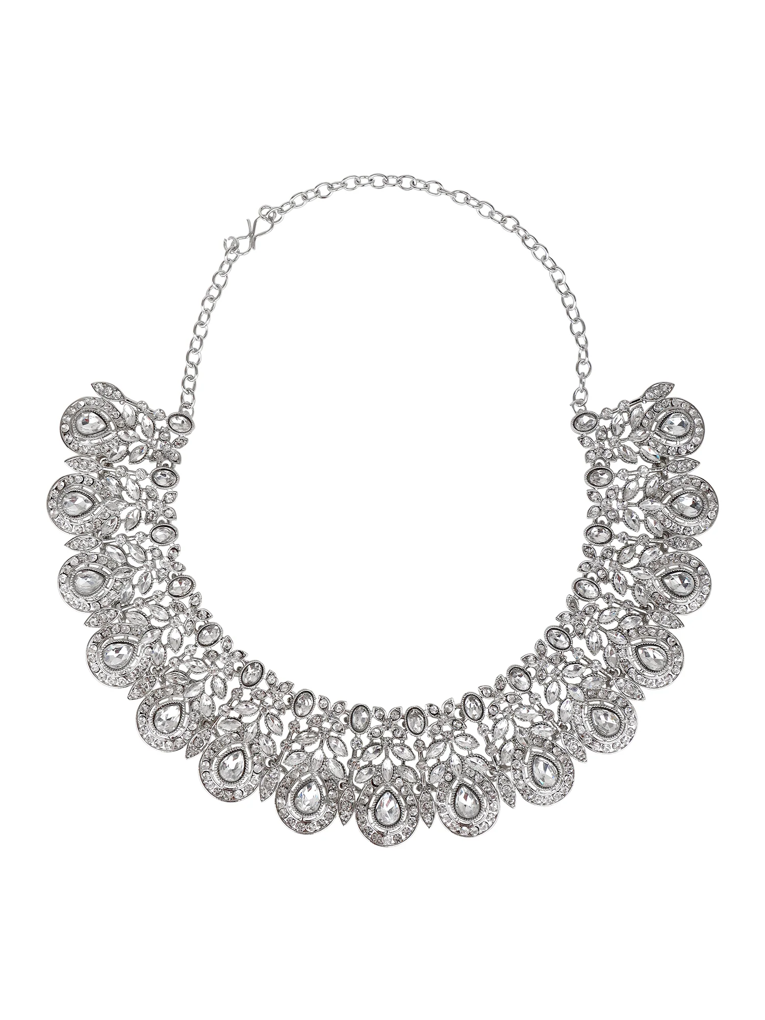 Silver Oxidized Necklace  with Earring and Maang Tikka by Leshya - Image 3