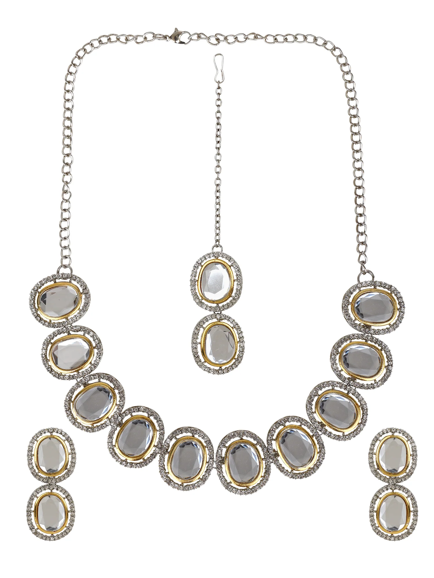 Oxidized Kundan Necklace with Earring and Maang Tikka by Leshya - Image 2