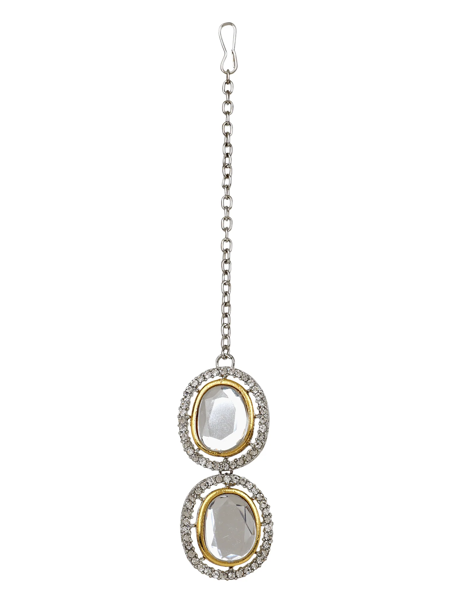 Oxidized Kundan Necklace with Earring and Maang Tikka by Leshya - Image 6