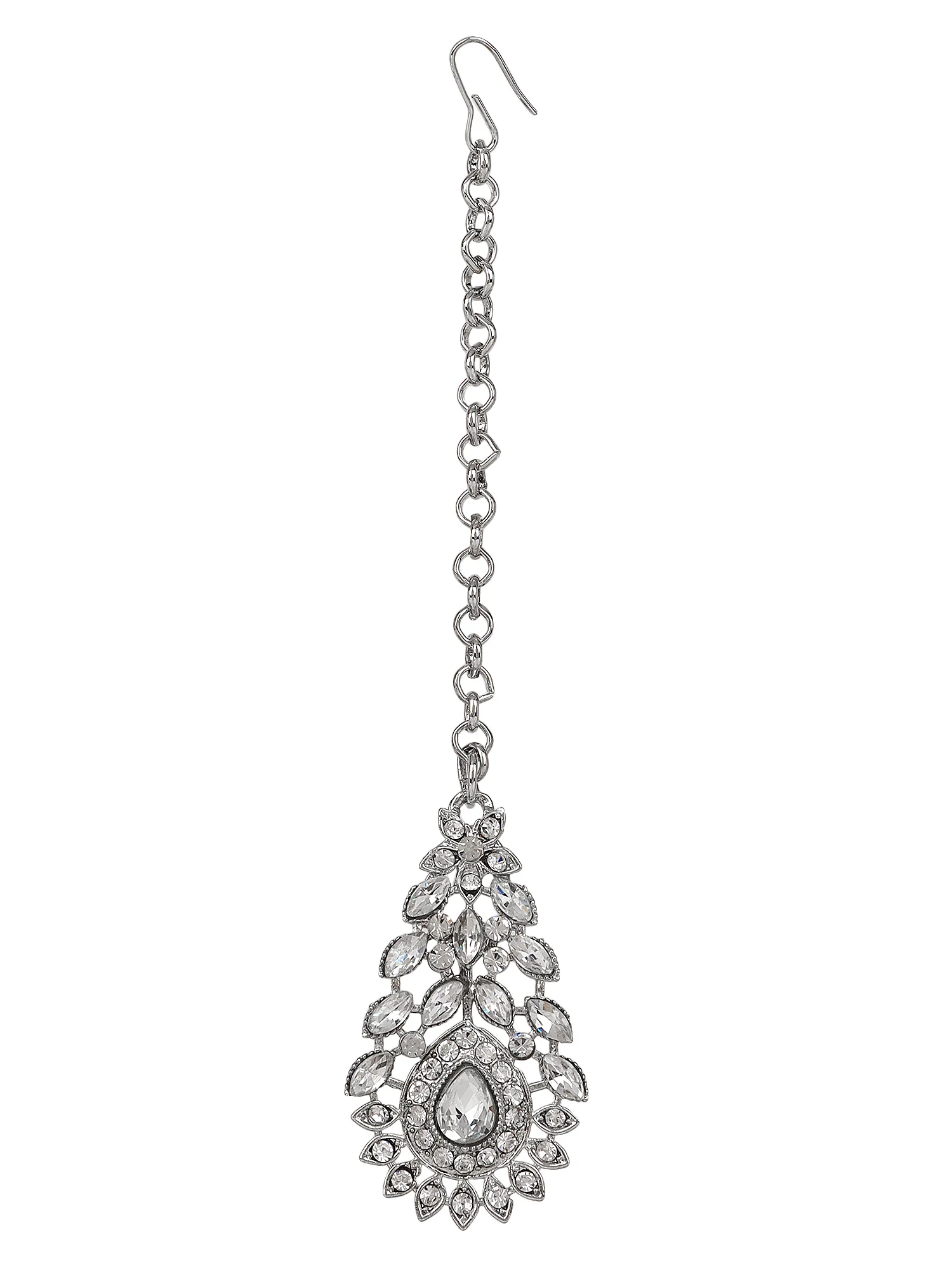 Silver Oxidized Necklace  with Earring and Maang Tikka by Leshya - Image 5