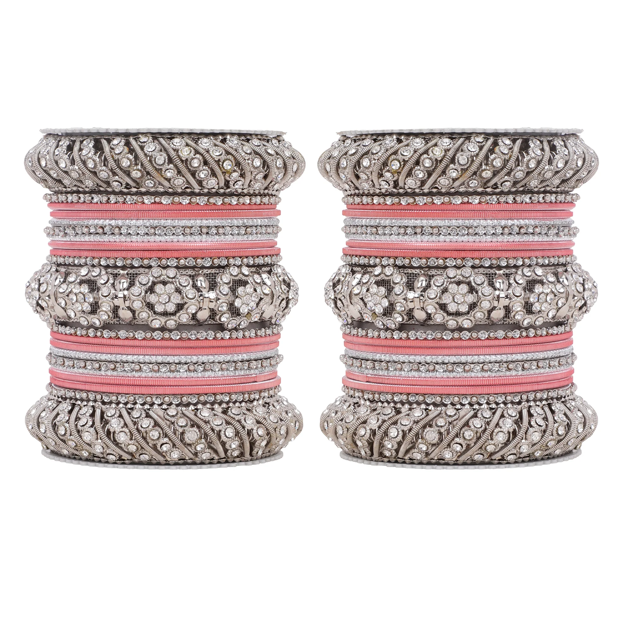 Silver Pacheli Bangle set With Flower center kada by Leshya - Image 10