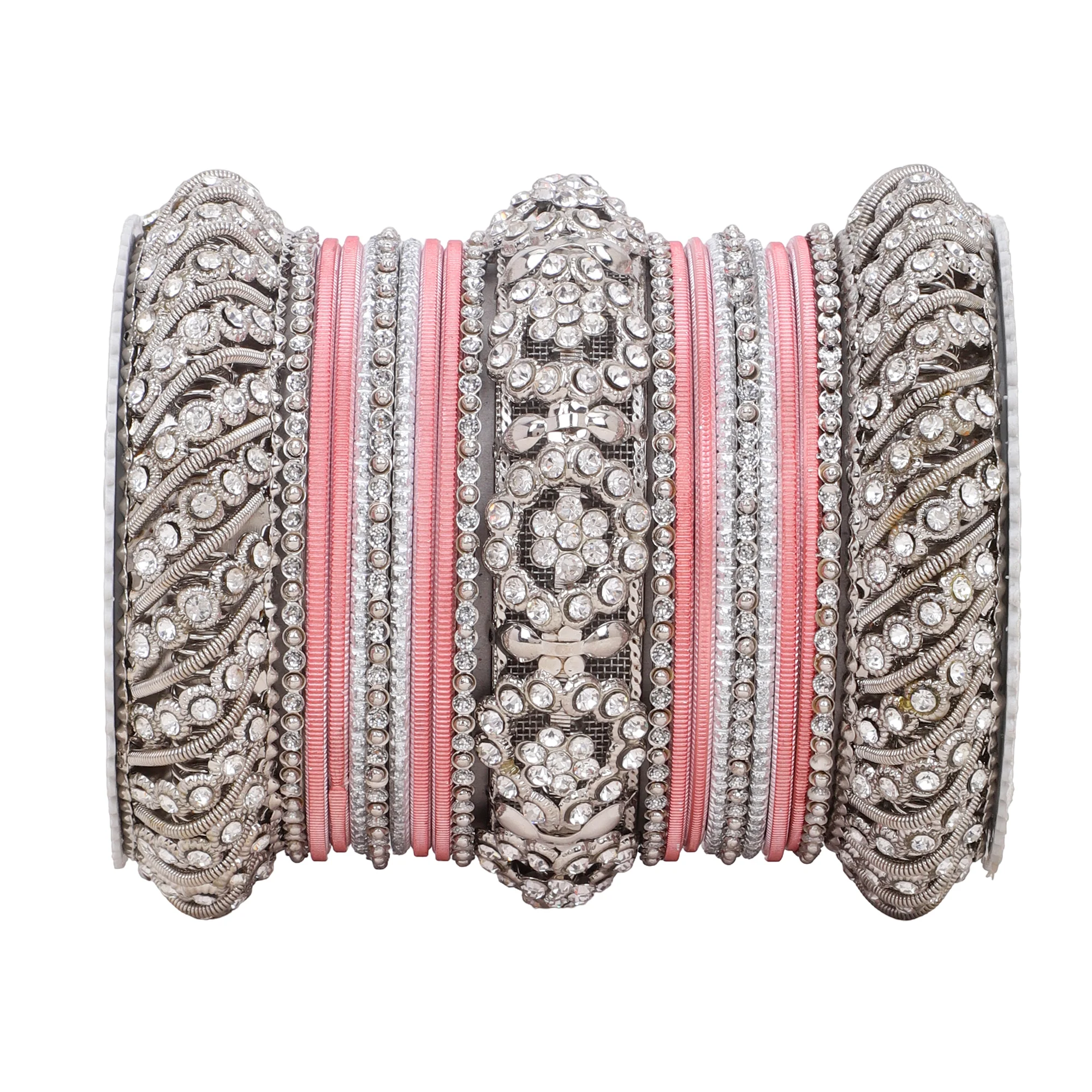Silver Pacheli Bangle set With Flower center kada by Leshya - Image 11