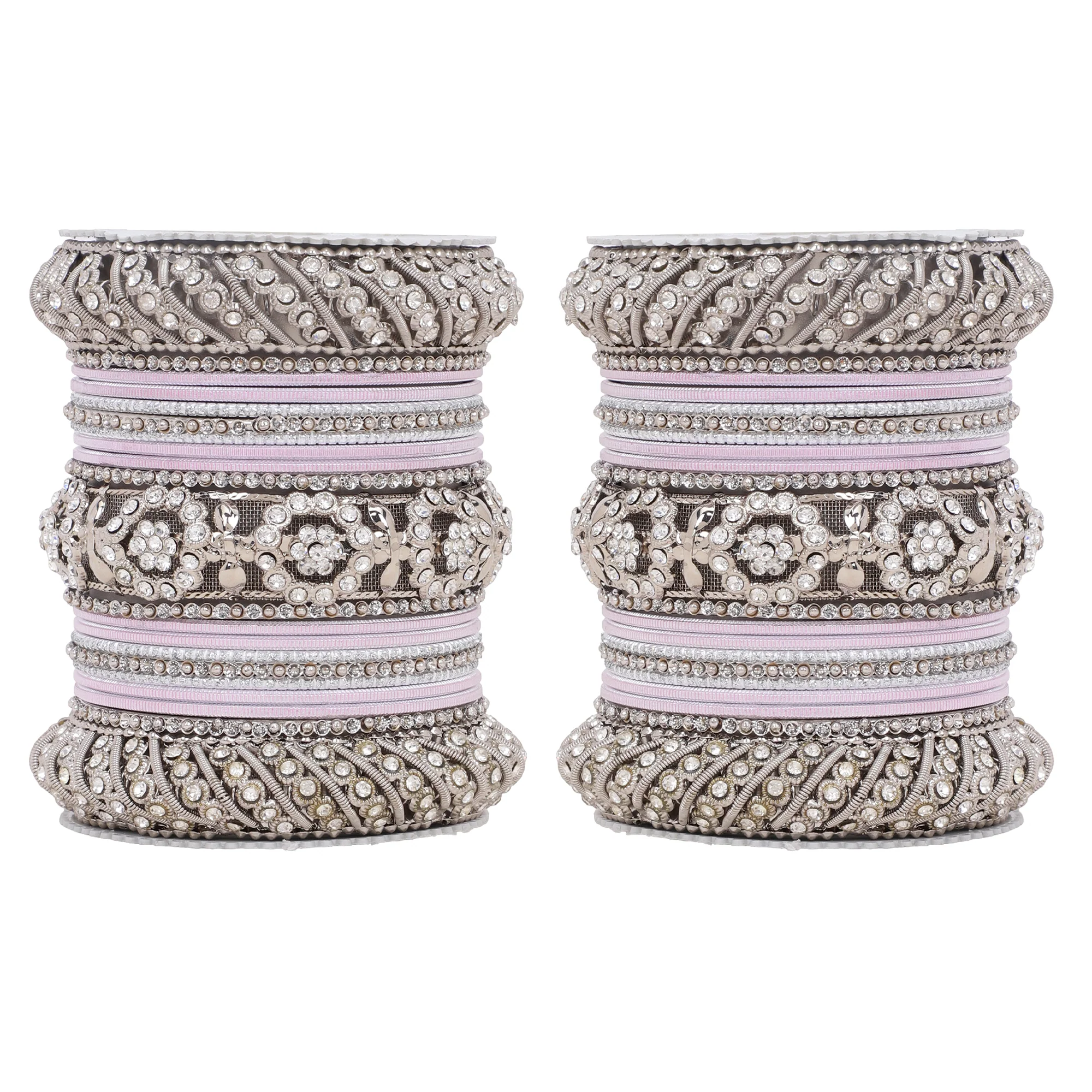 Silver Pacheli Bangle set With Flower center kada by Leshya - Image 12