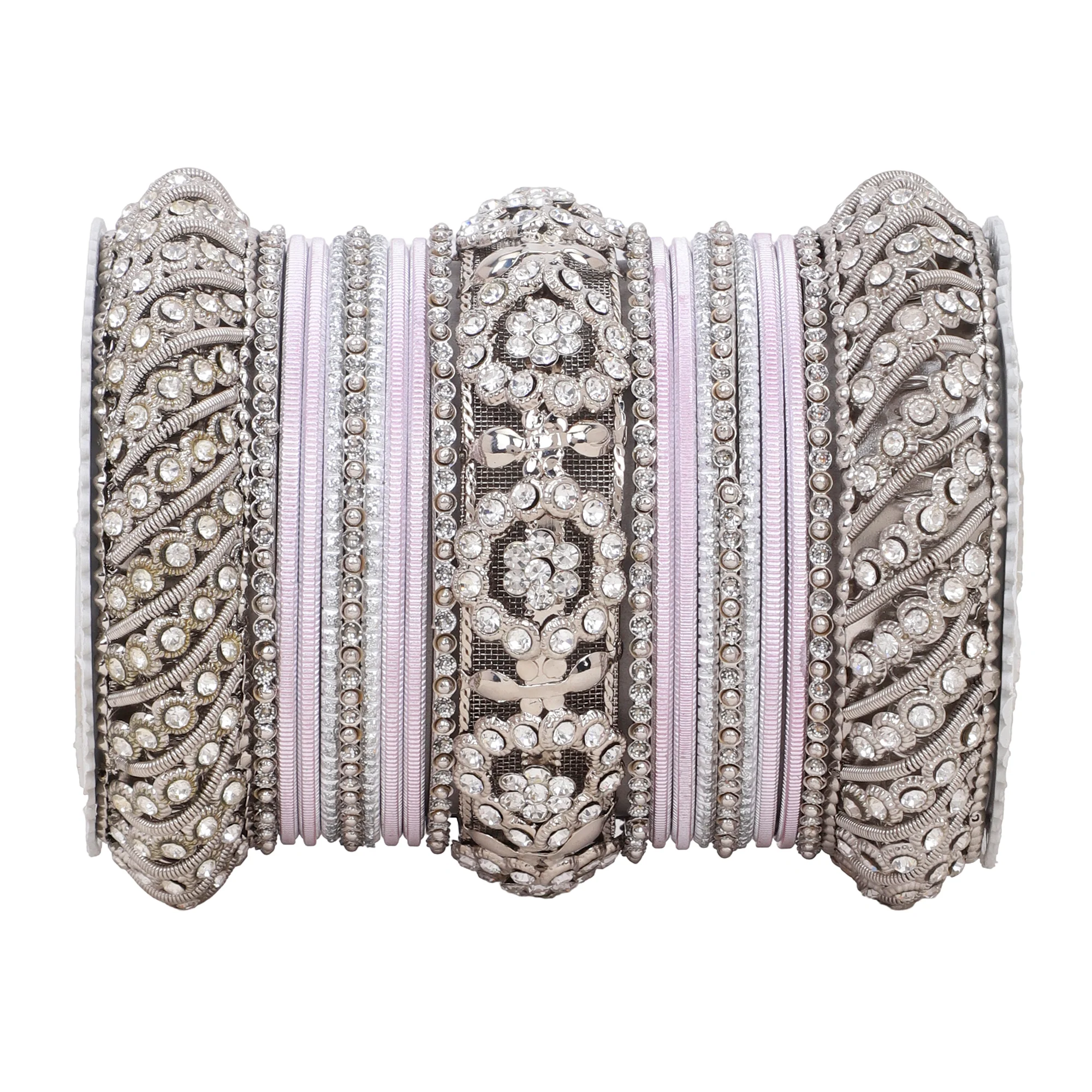 Silver Pacheli Bangle set With Flower center kada by Leshya - Image 13