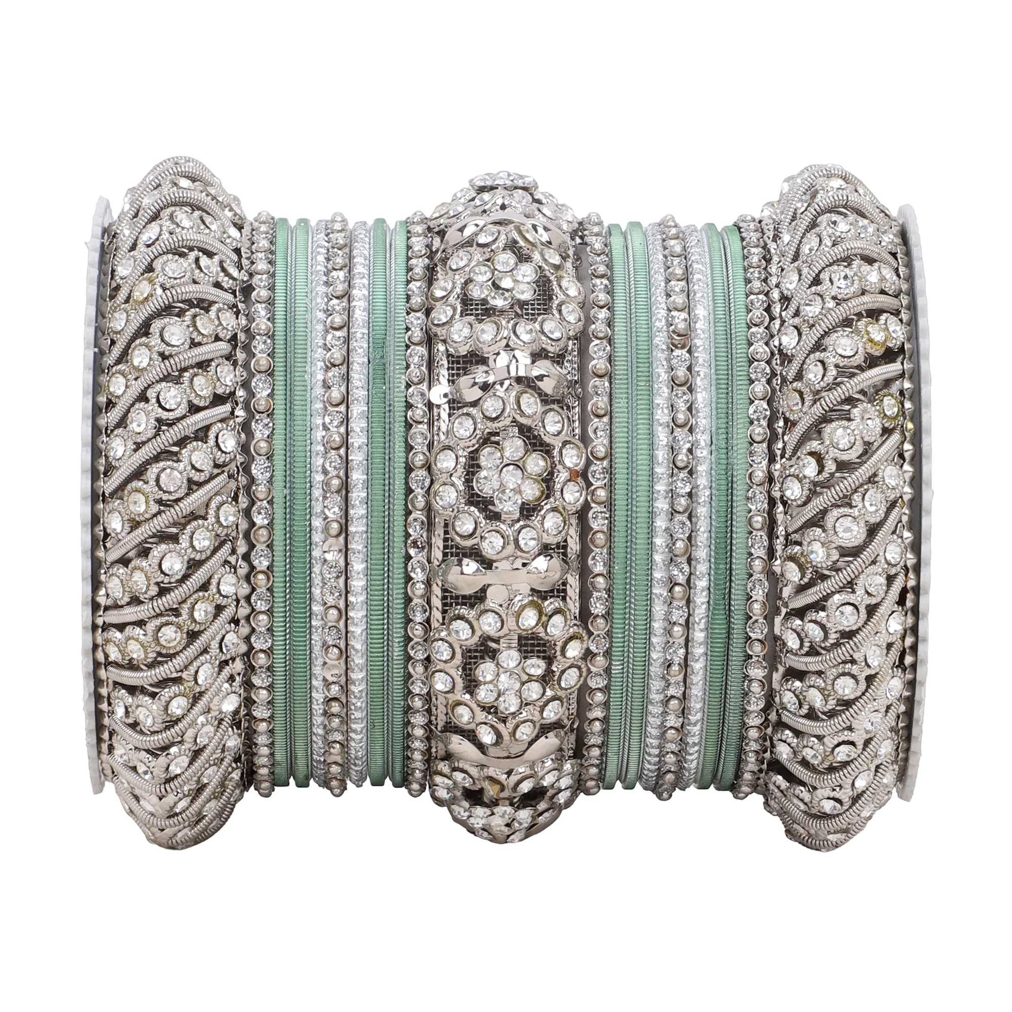 Silver Pacheli Bangle set With Flower center kada by Leshya - Image 16