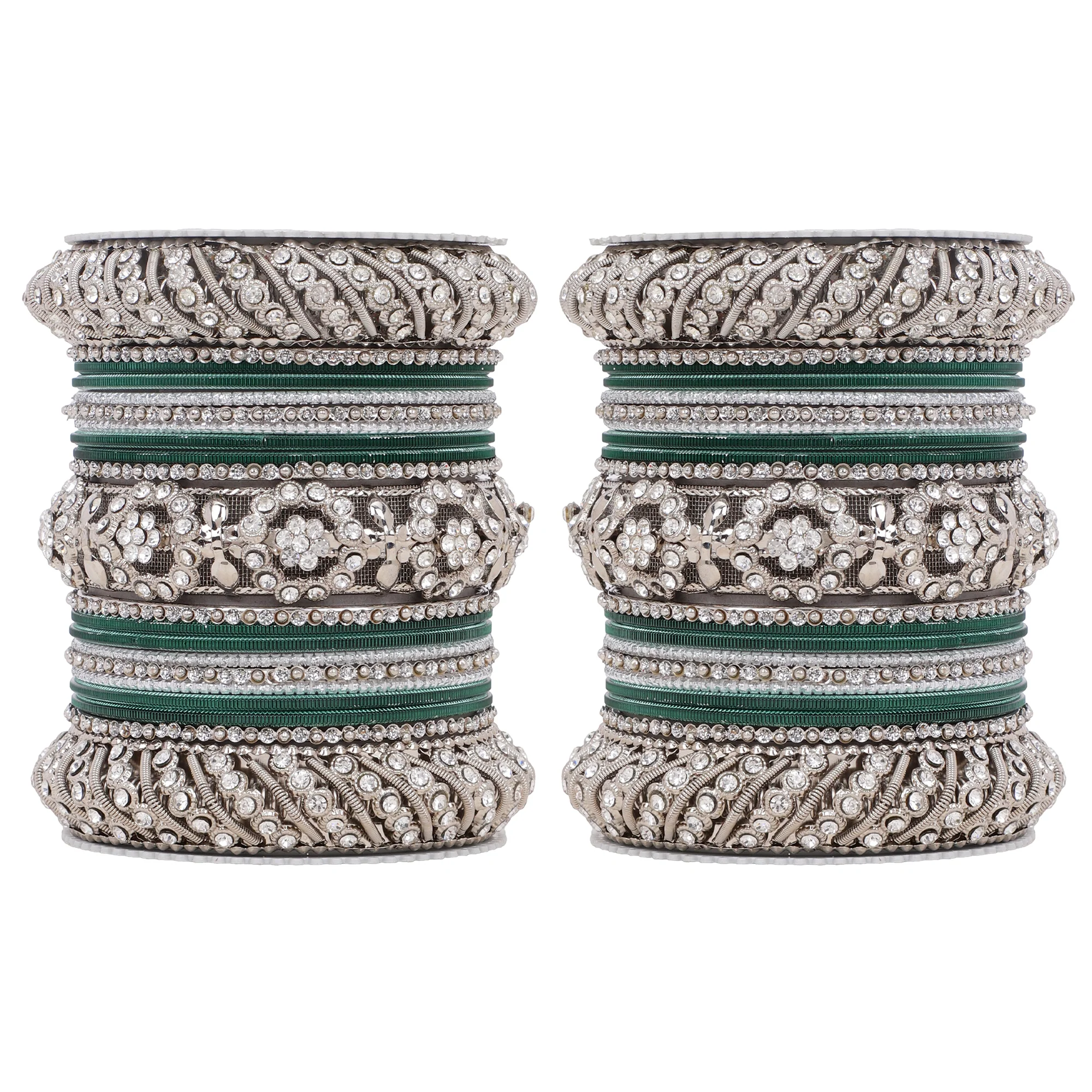 Silver Pacheli Bangle set With Flower center kada by Leshya - Image 18