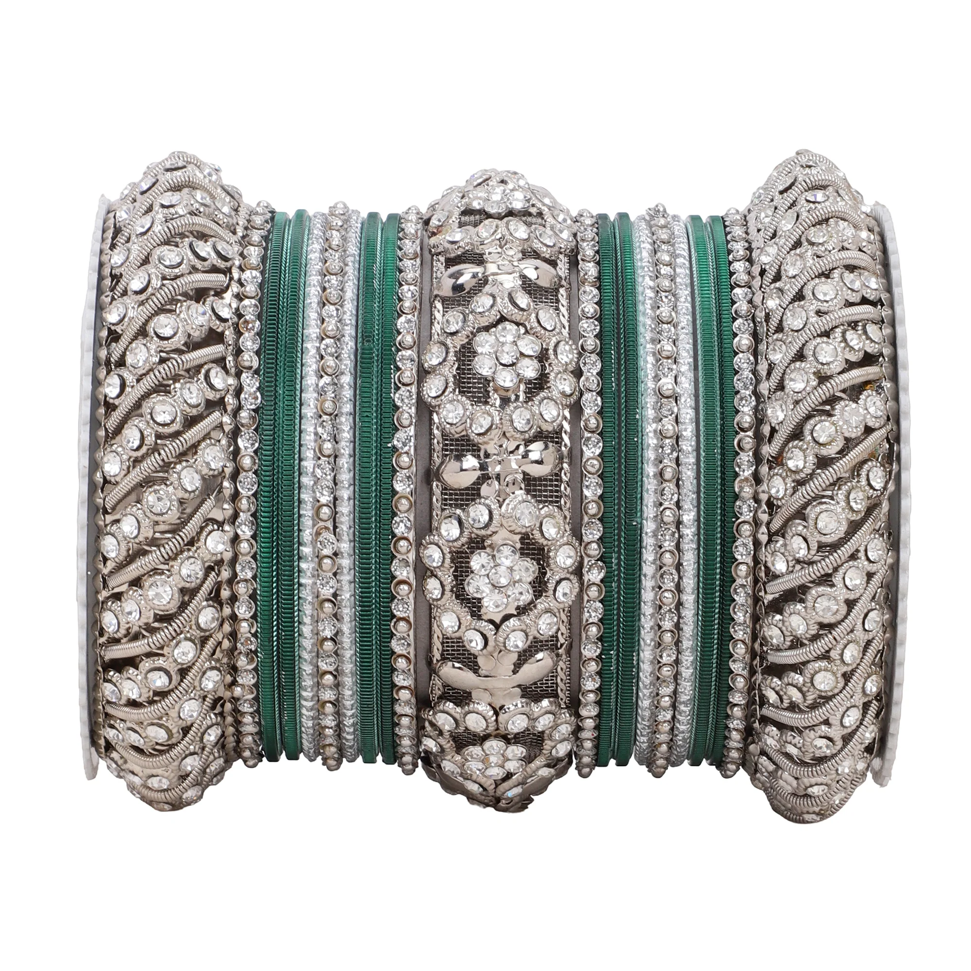 Silver Pacheli Bangle set With Flower center kada by Leshya - Image 19