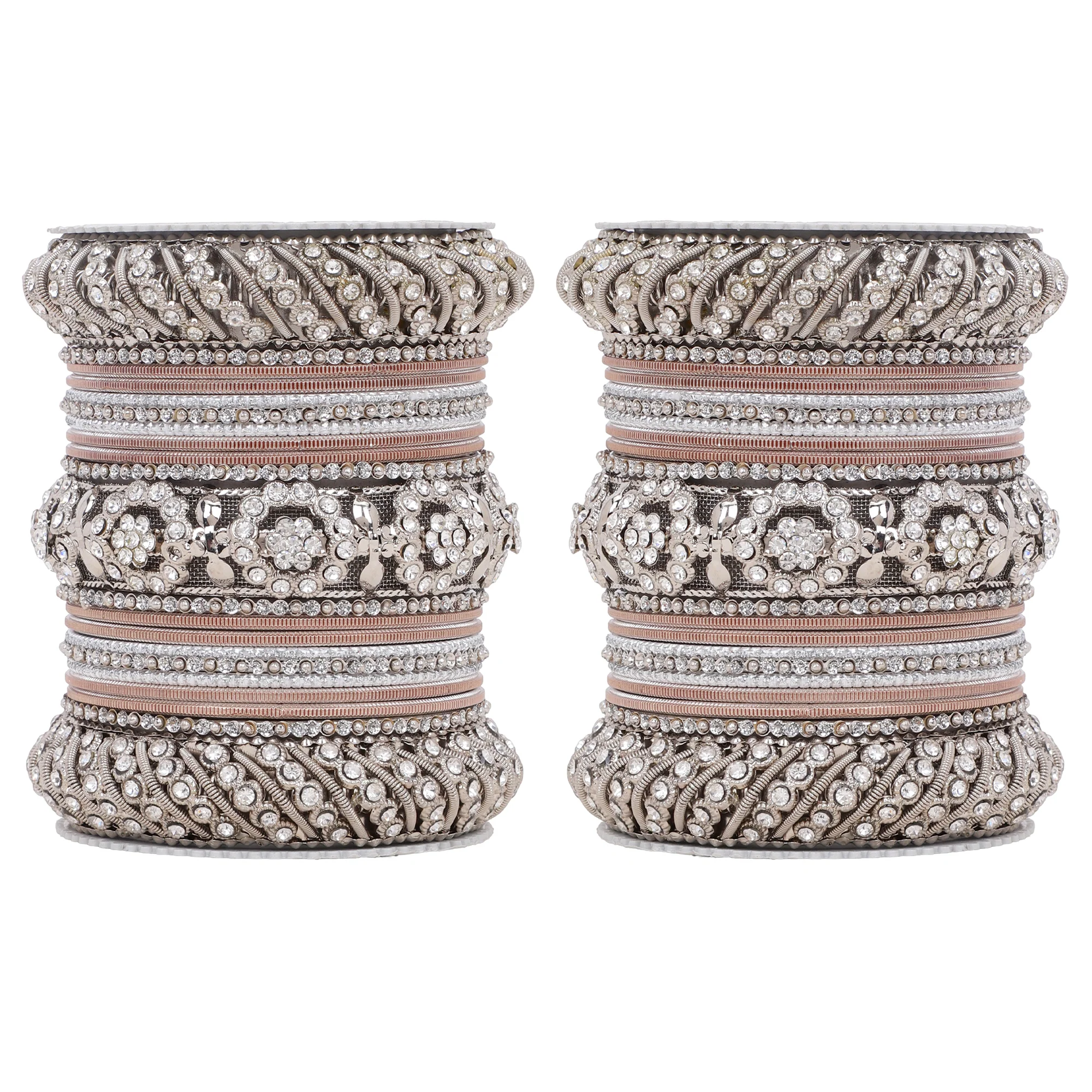 Silver Pacheli Bangle set With Flower center kada by Leshya - Image 22
