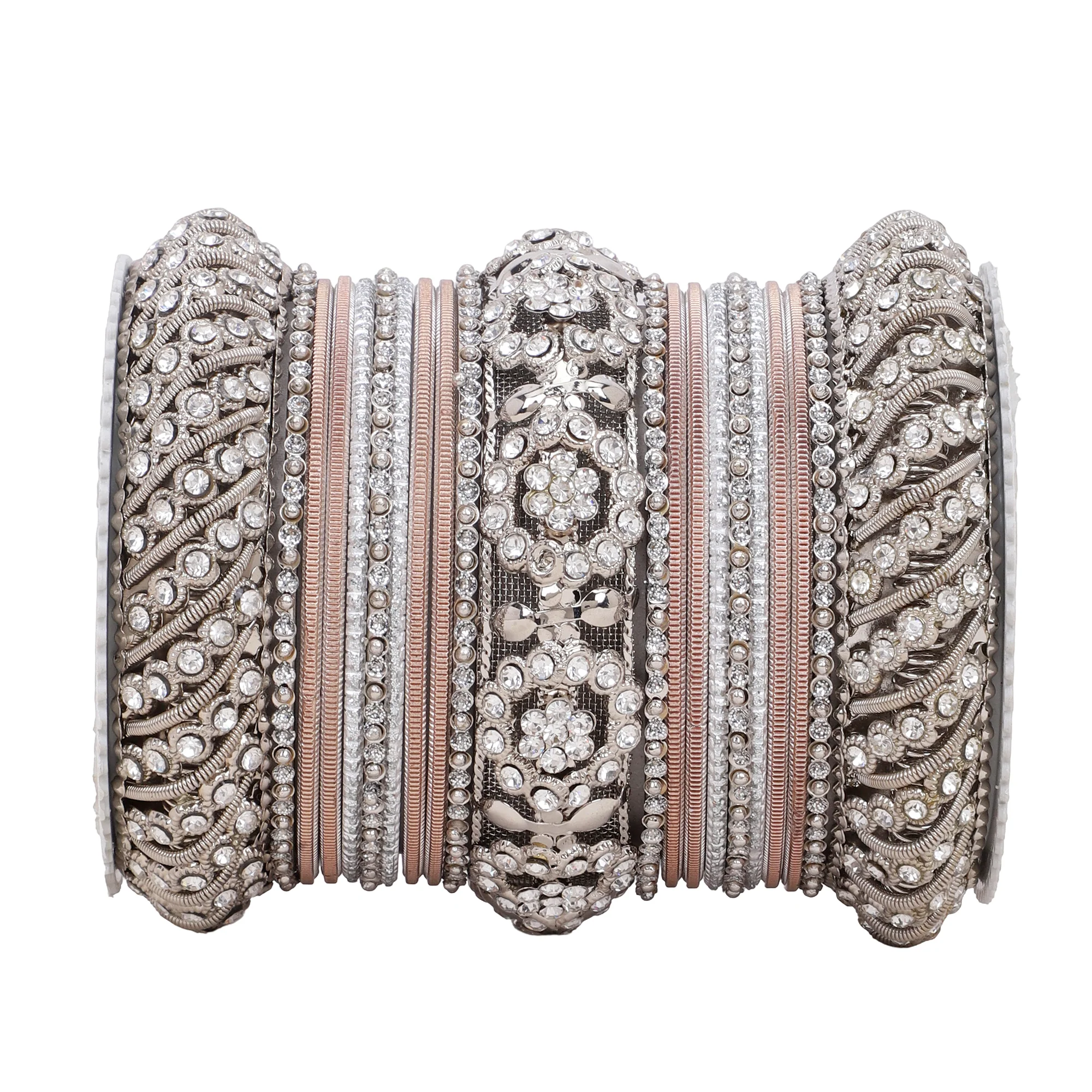 Silver Pacheli Bangle set With Flower center kada by Leshya - Image 23