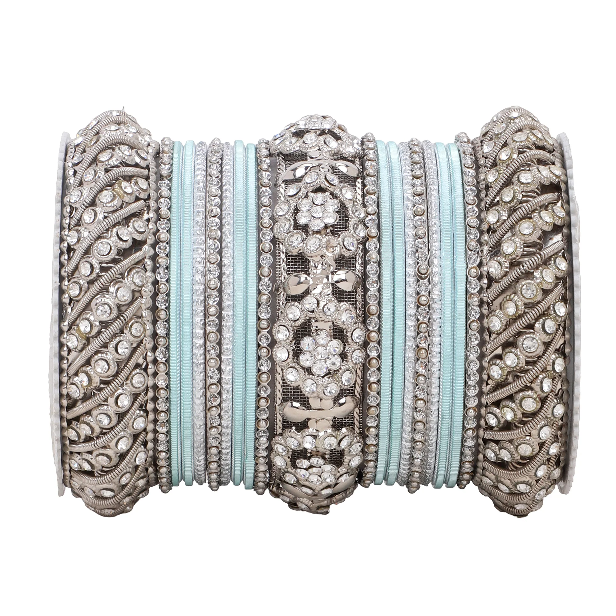 Silver Pacheli Bangle set With Flower center kada by Leshya - Image 5
